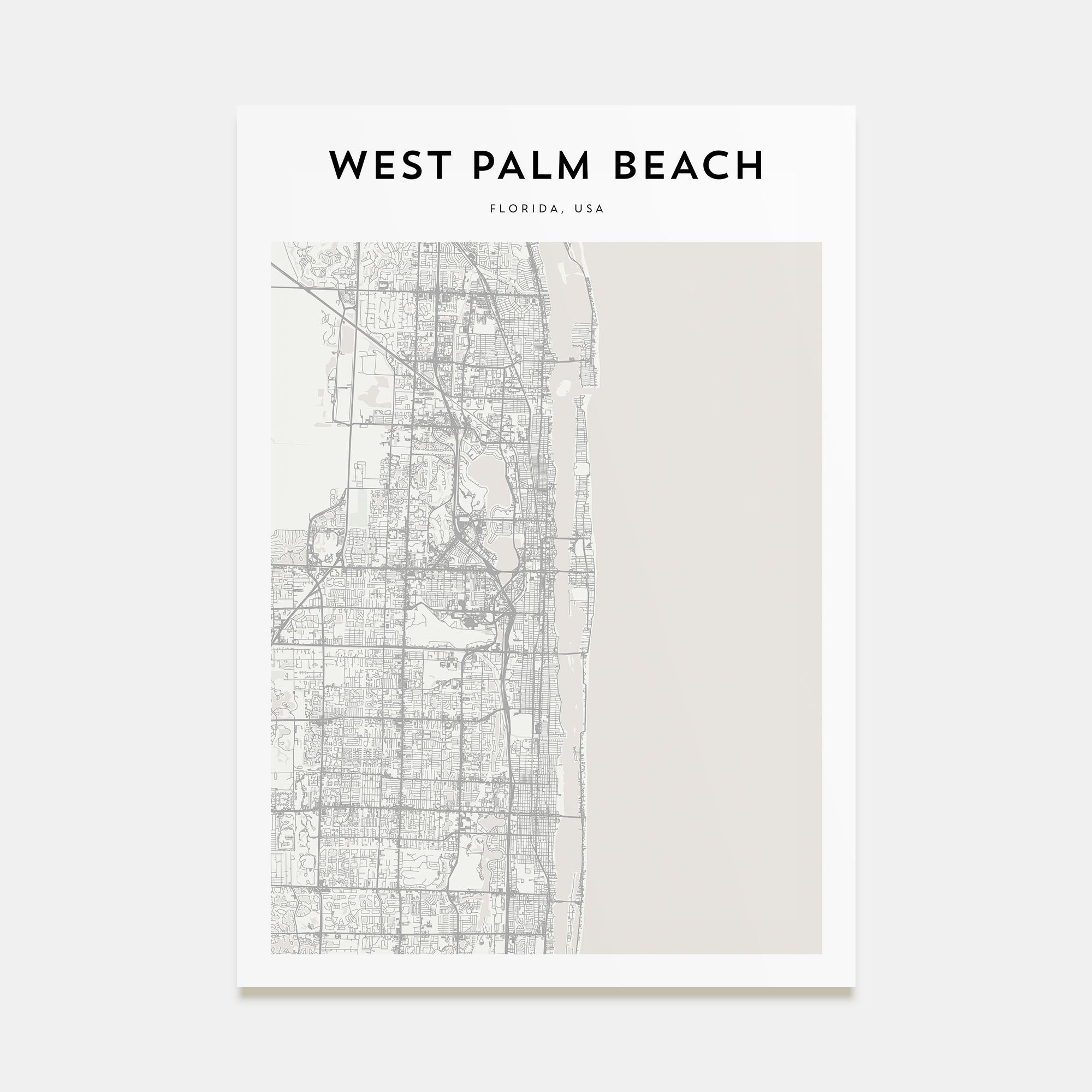 West Palm Beach Map Portrait Poster