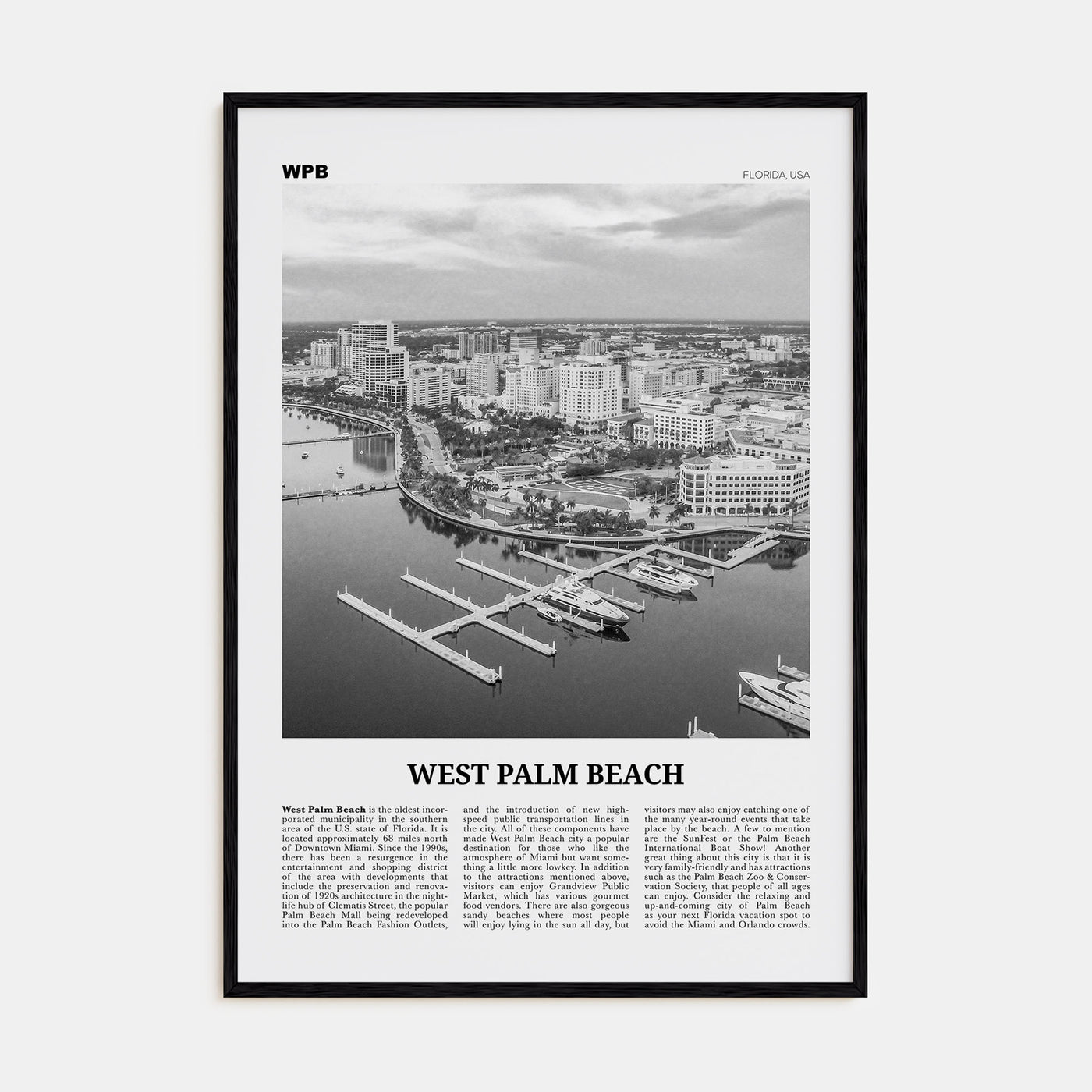 West Palm Beach Travel B&W No 1 Poster