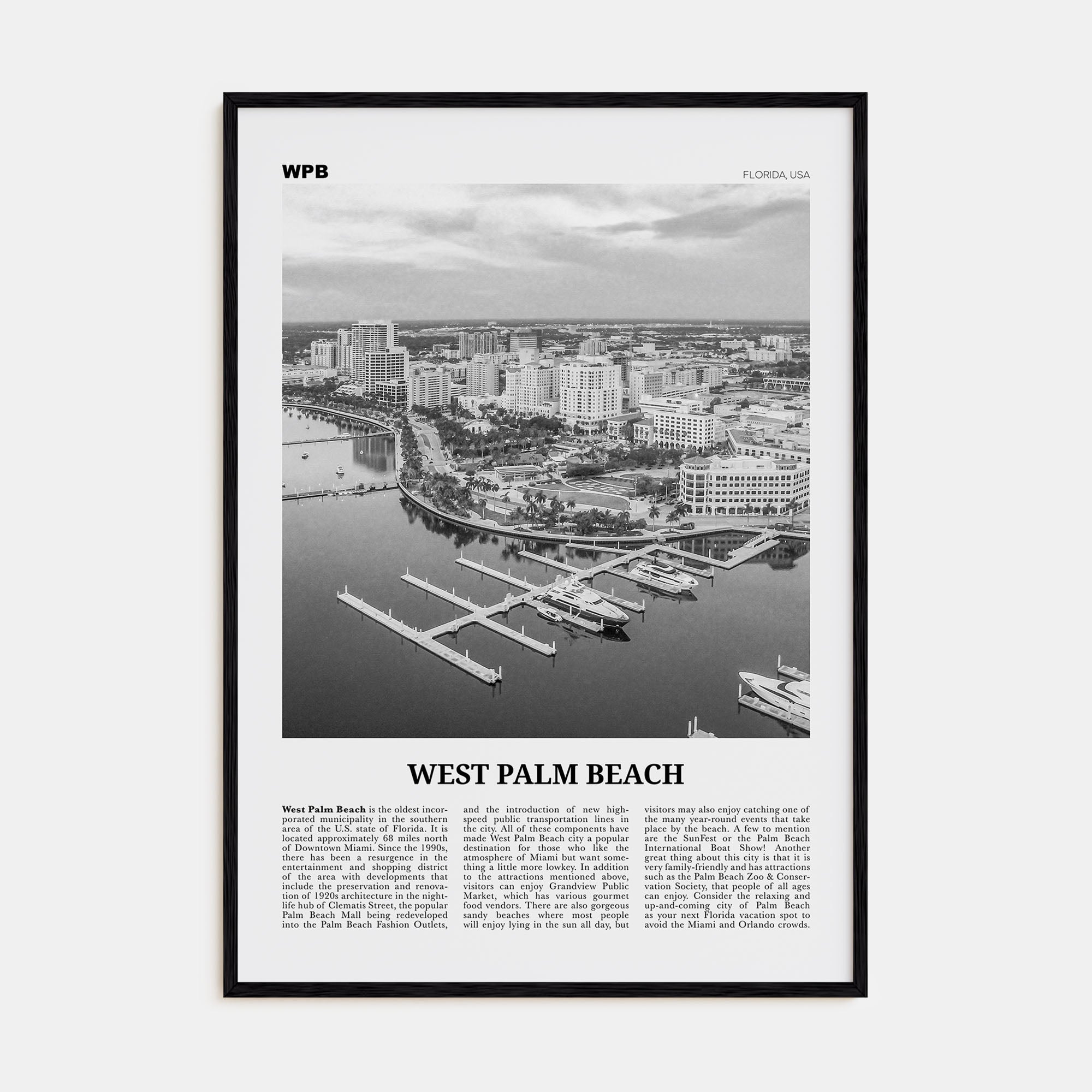 West Palm Beach Travel B&W No 1 Poster