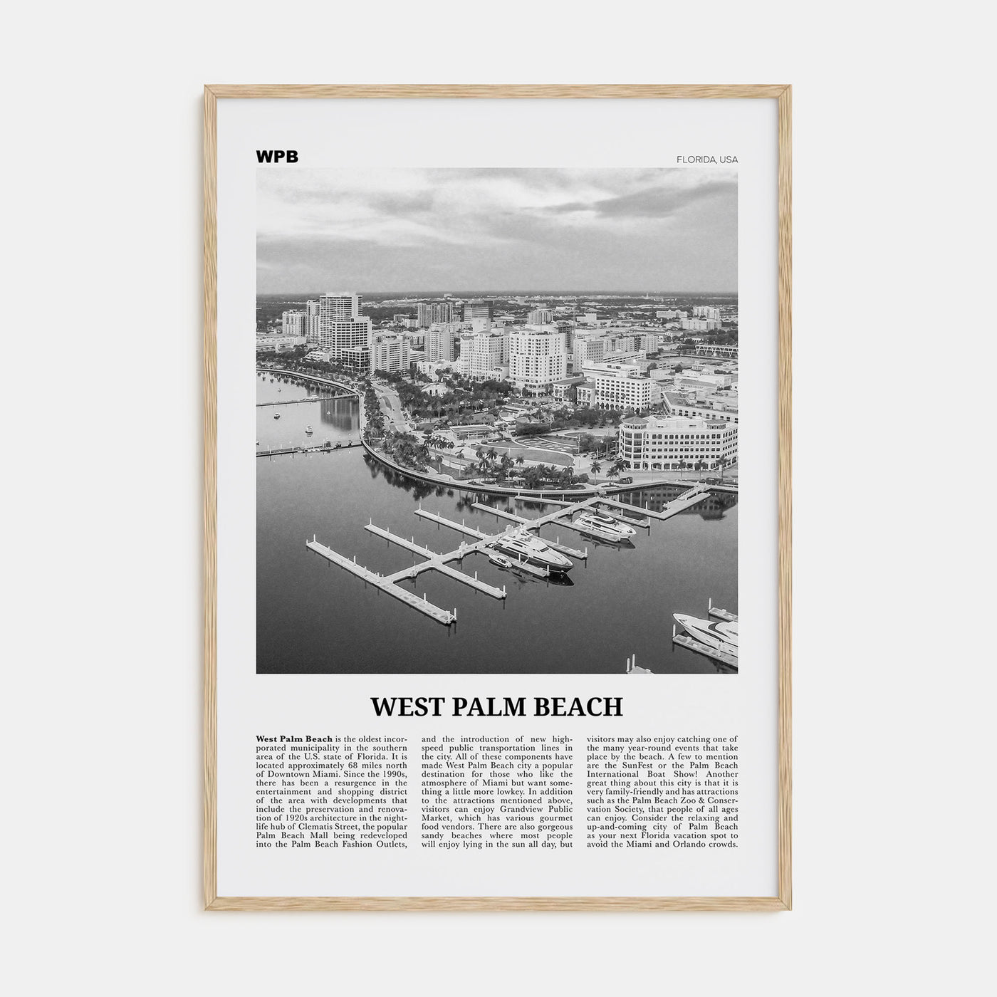 West Palm Beach Travel B&W No 1 Poster