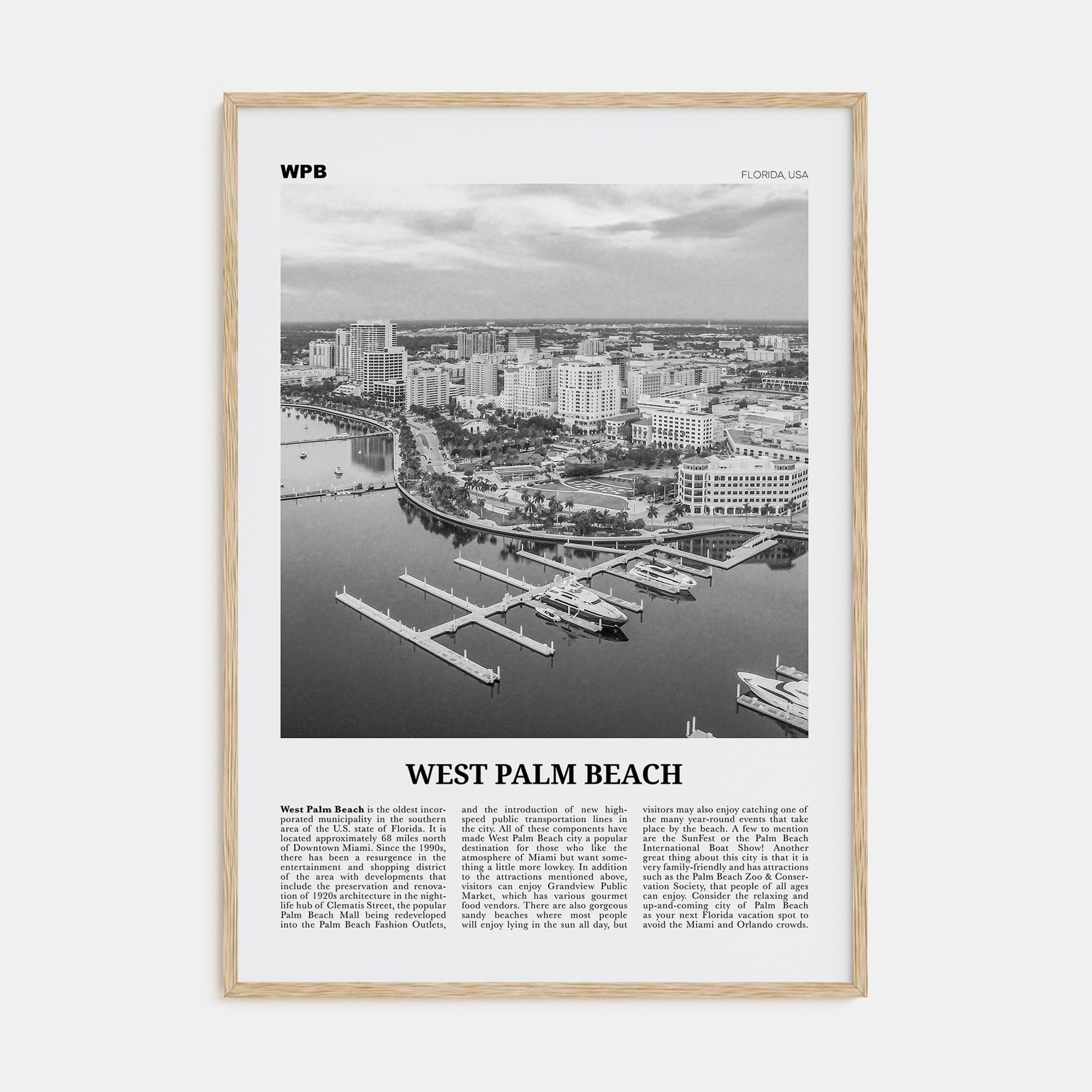 West Palm Beach Travel B&W No 1 Poster