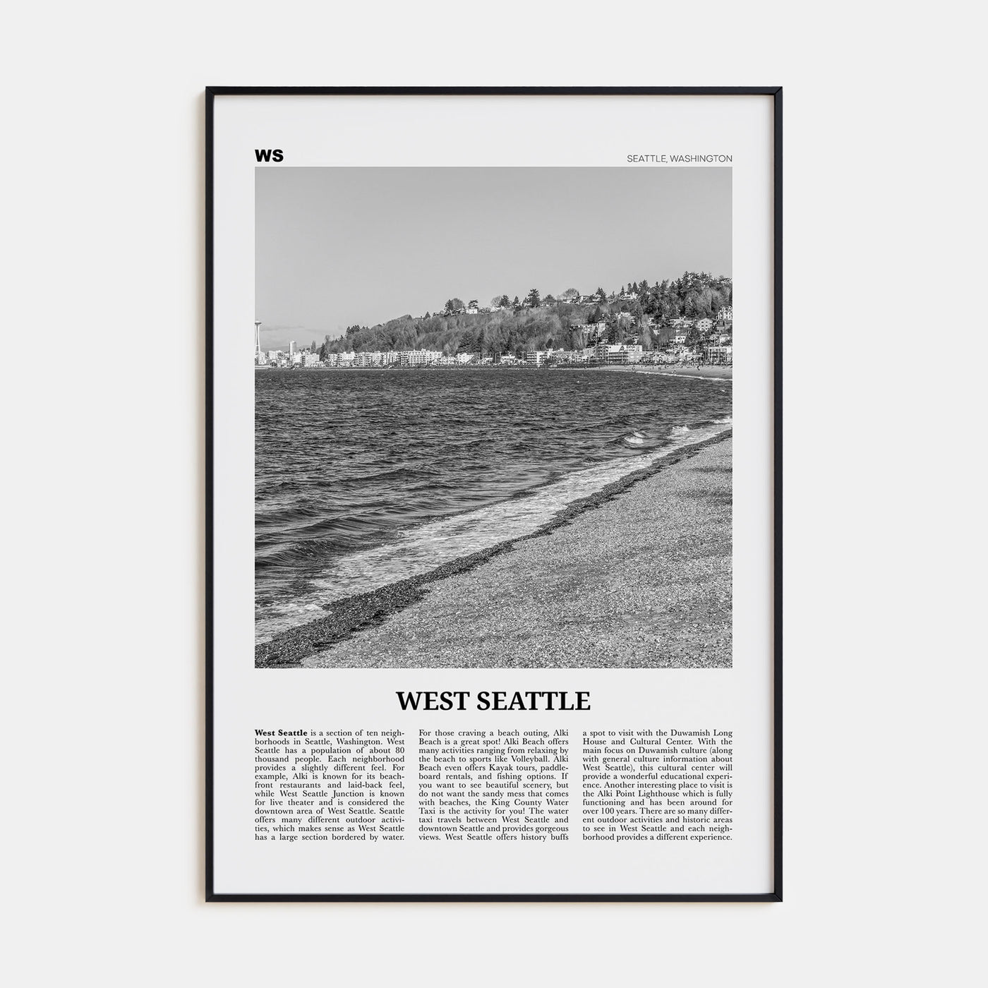 West Seattle Travel B&W Poster