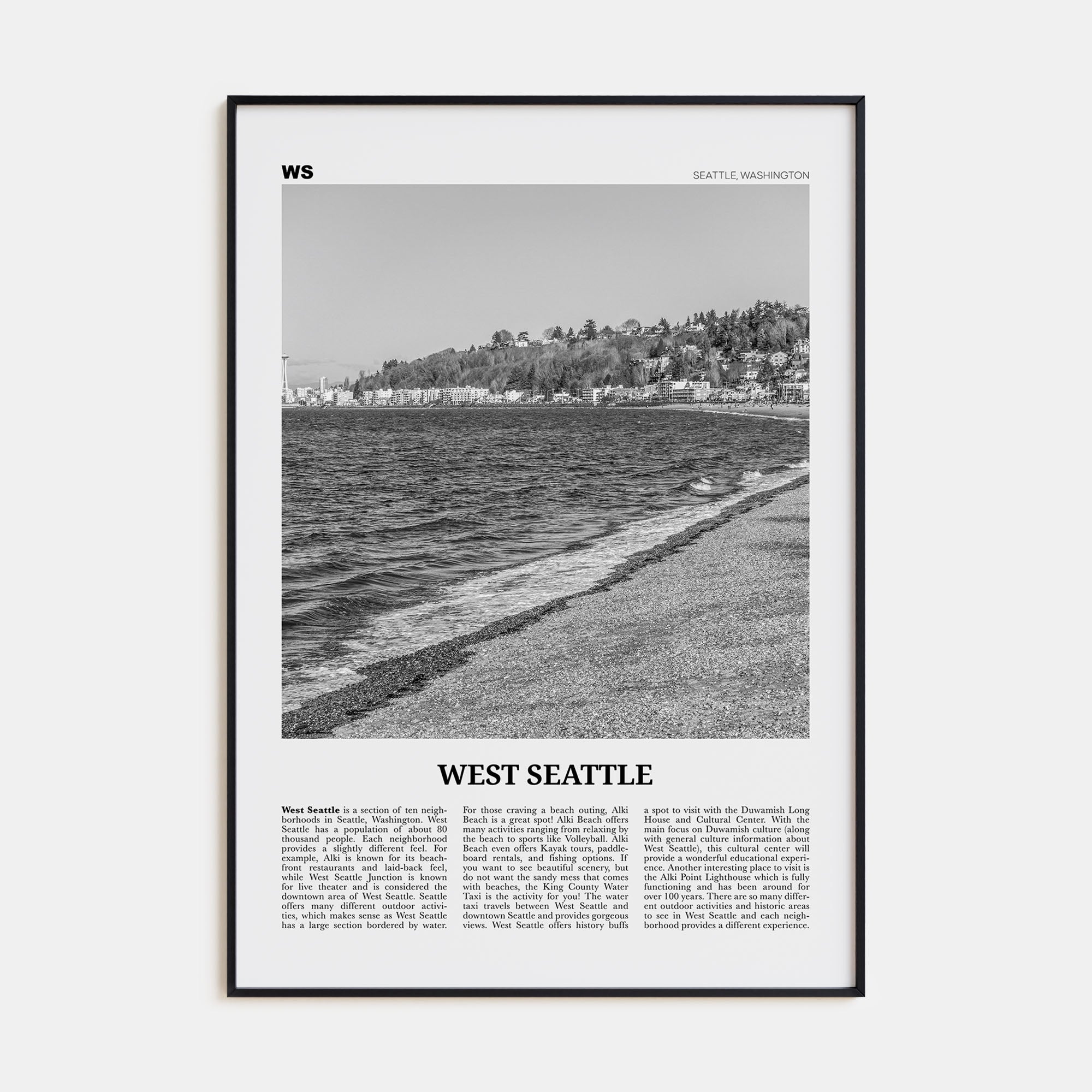 West Seattle Travel B&W Poster