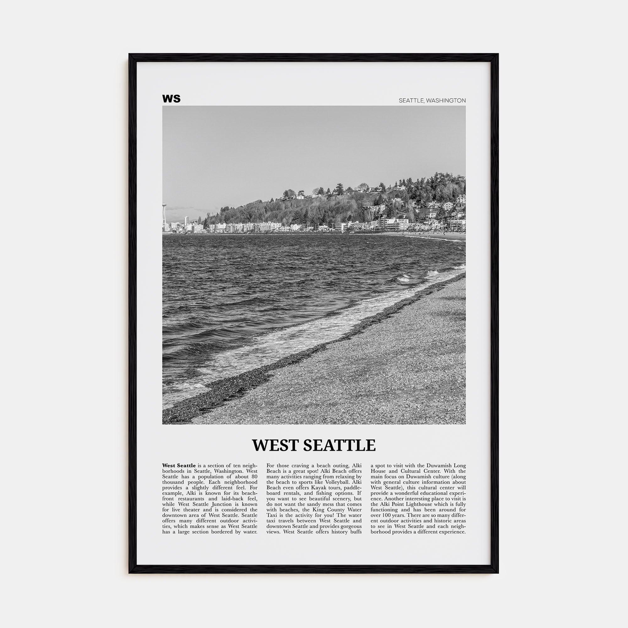 West Seattle Travel B&W Poster