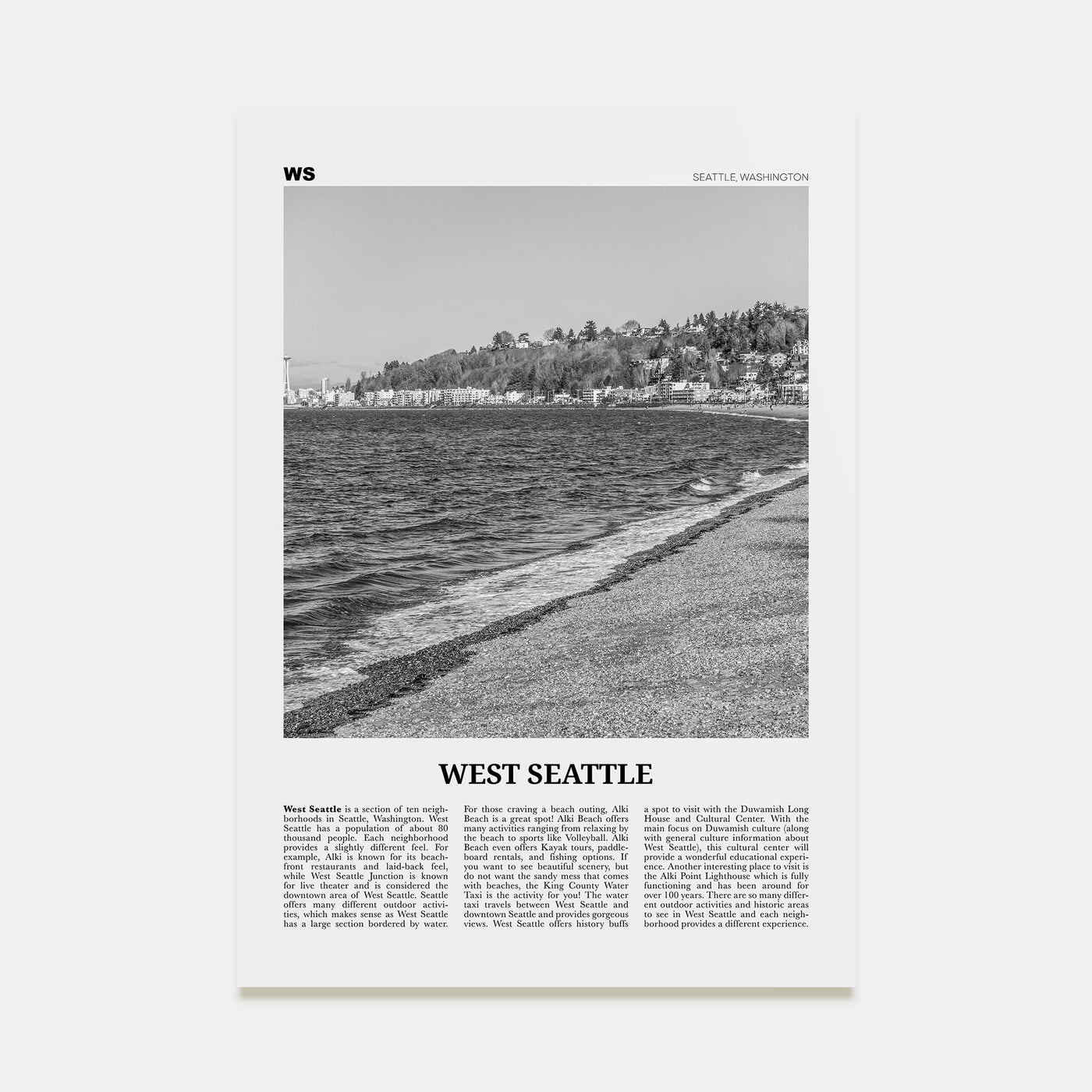 West Seattle Travel B&W Poster