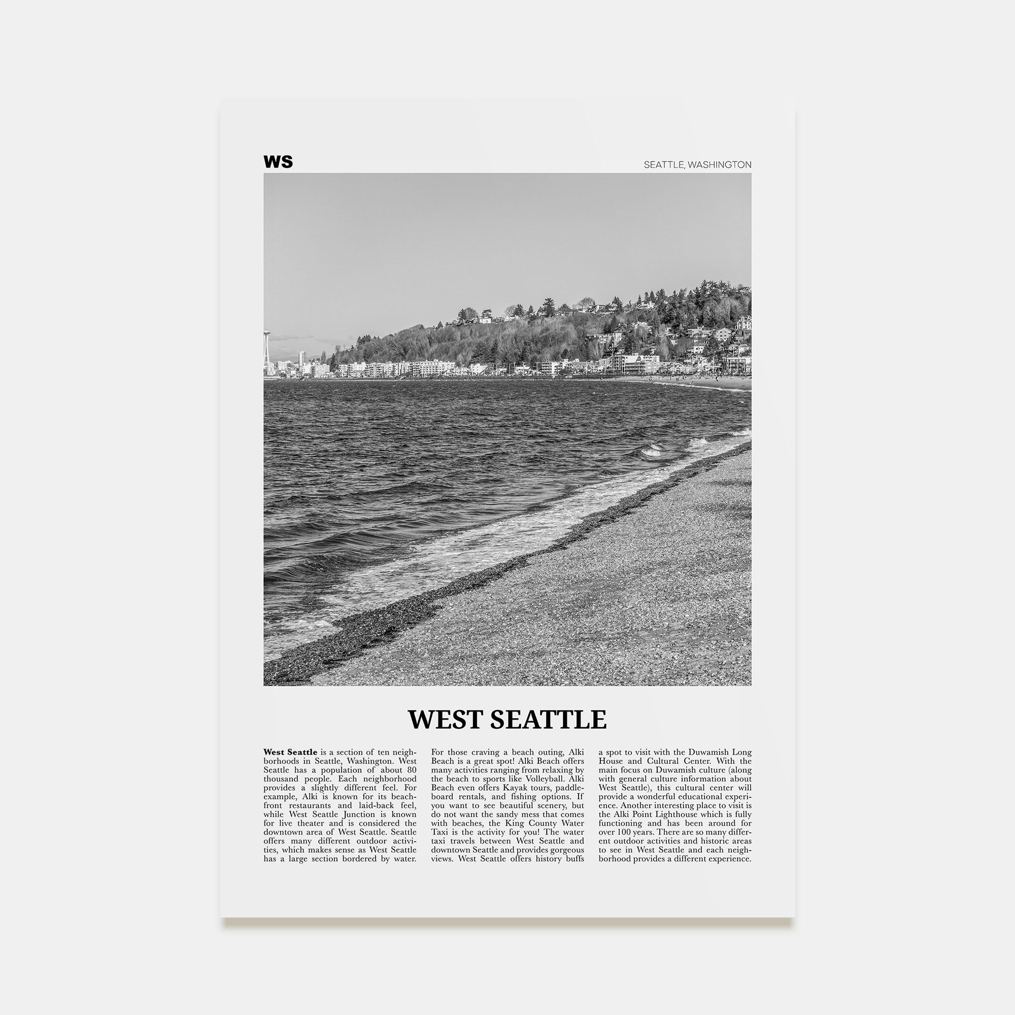 West Seattle Travel B&W Poster