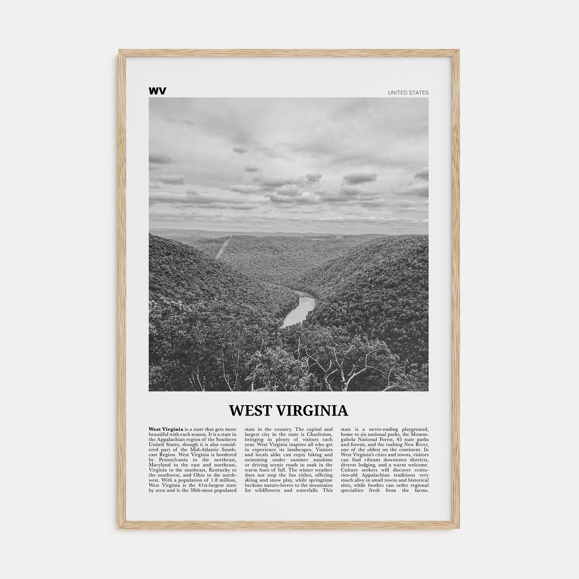 West Virginia Travel B&W No 1 Poster
