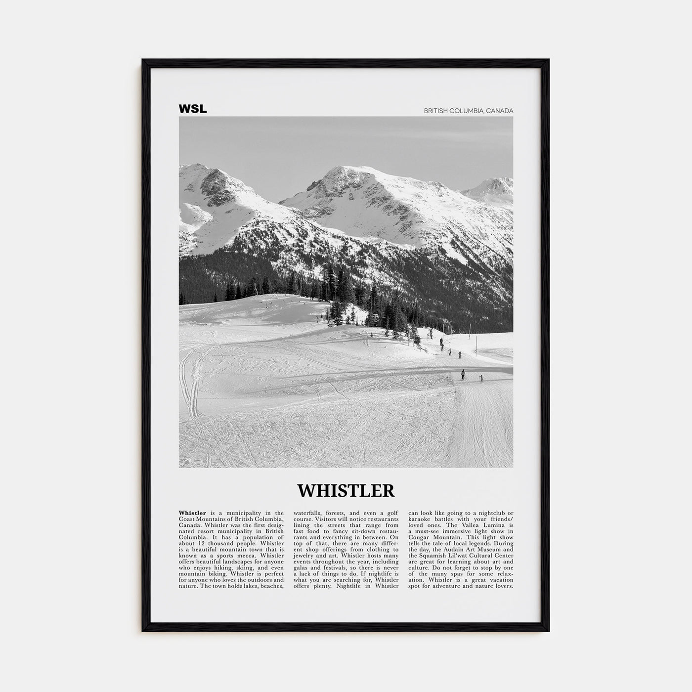 Whistler Travel B&W Poster