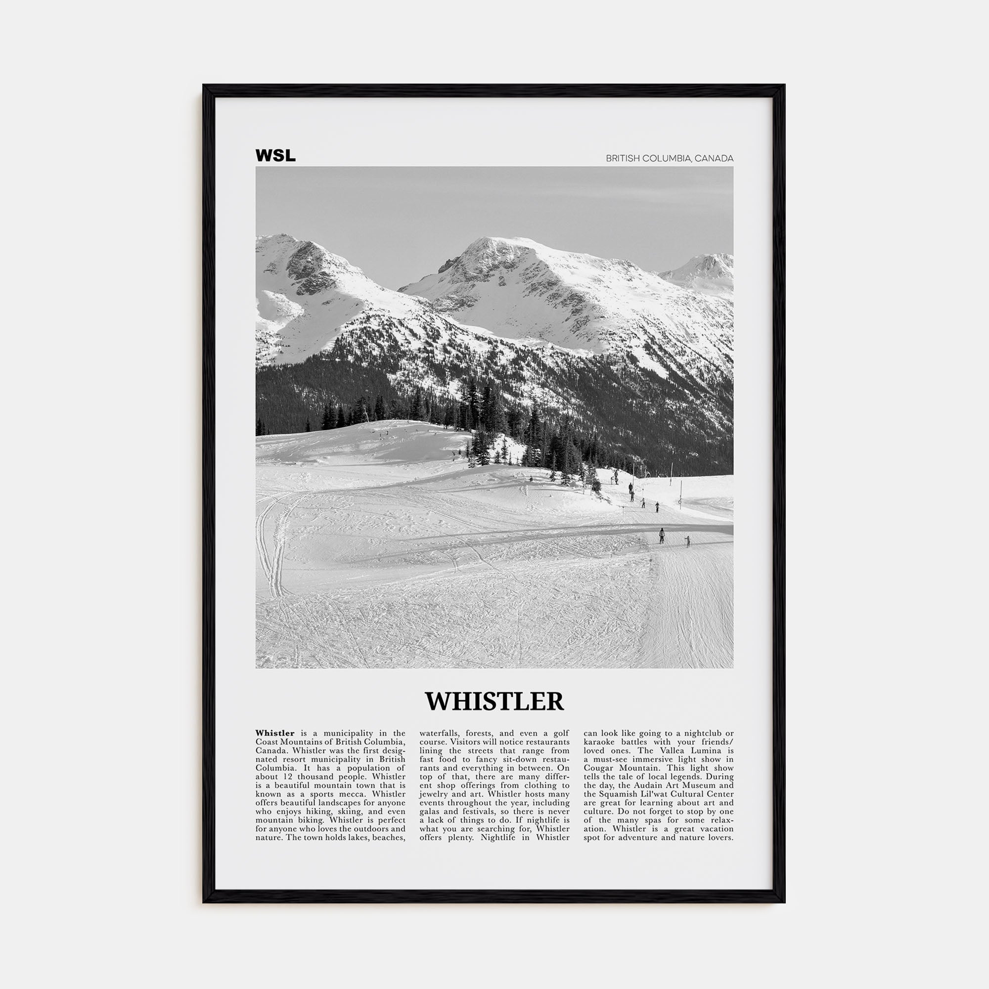 Whistler Travel B&W Poster