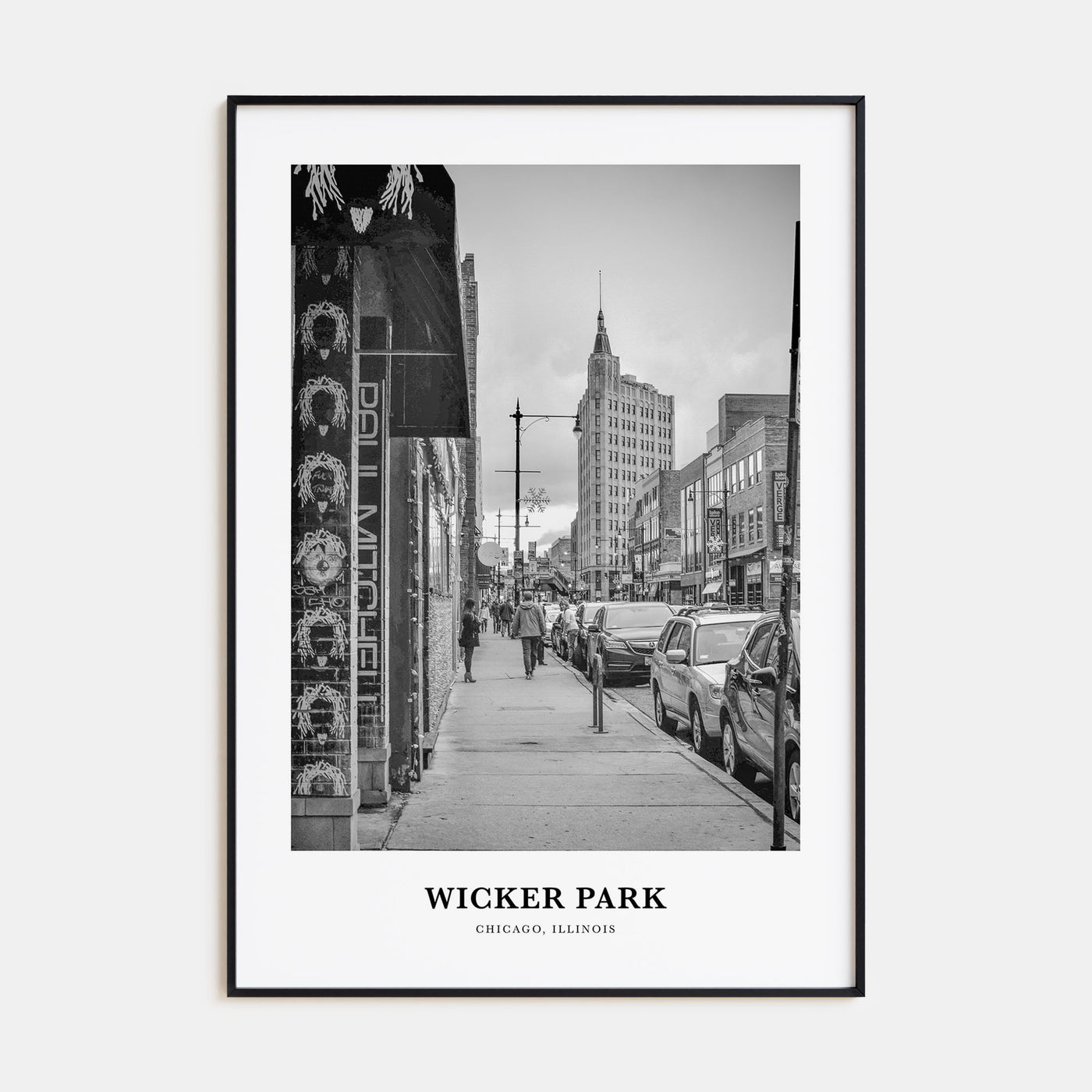 Wicker Park Portrait B&W Poster