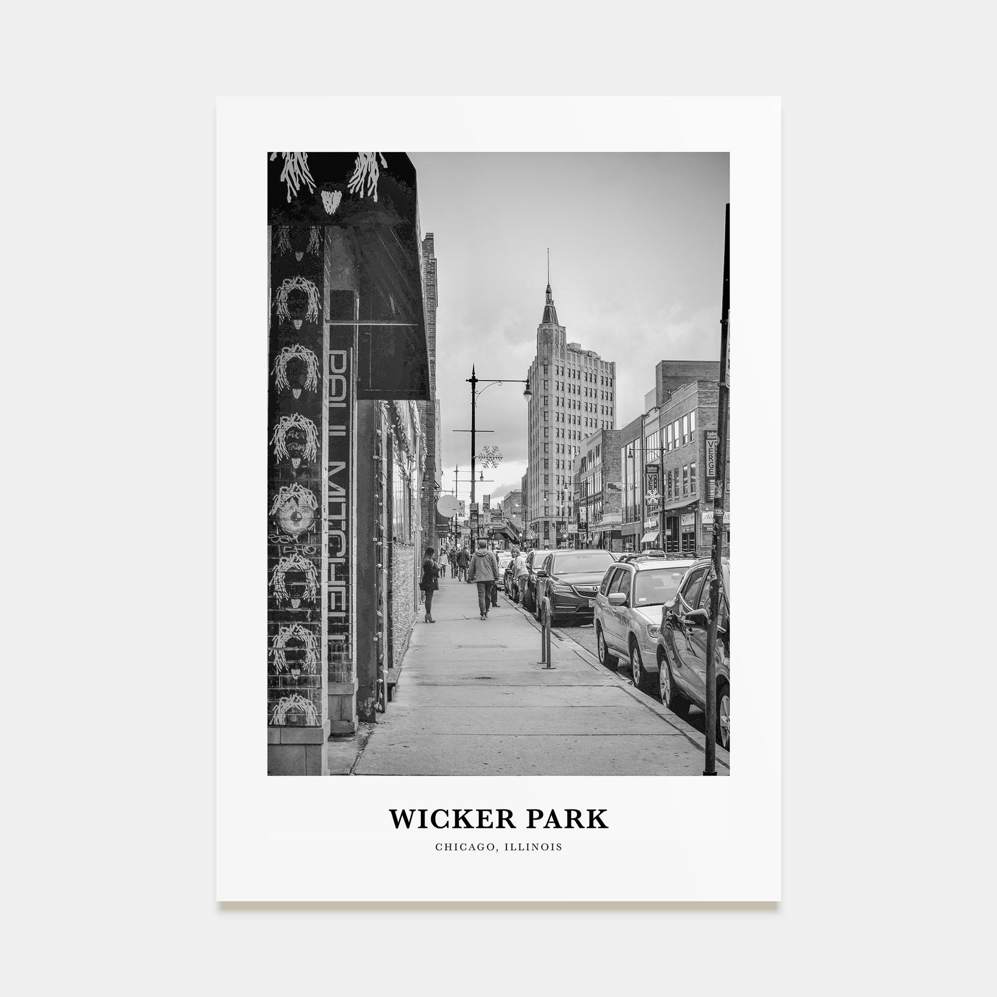Wicker Park Portrait B&W Poster