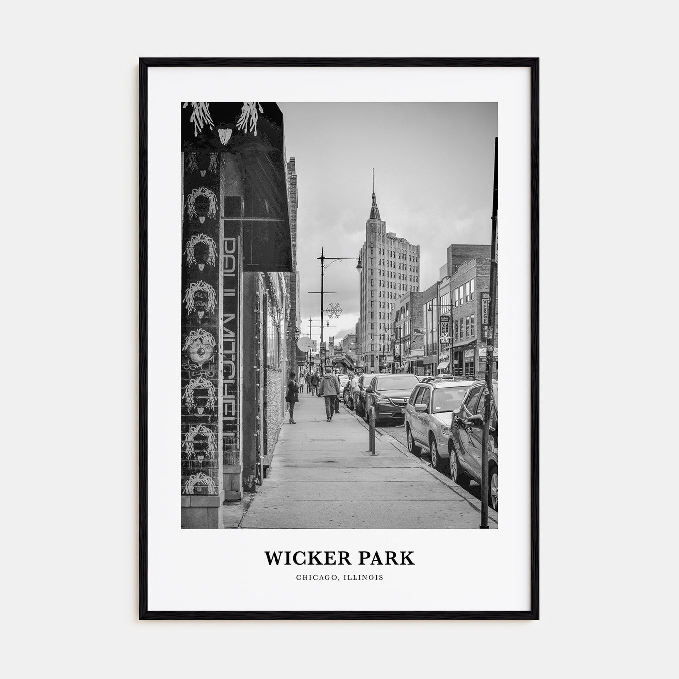 Wicker Park Portrait B&W Poster