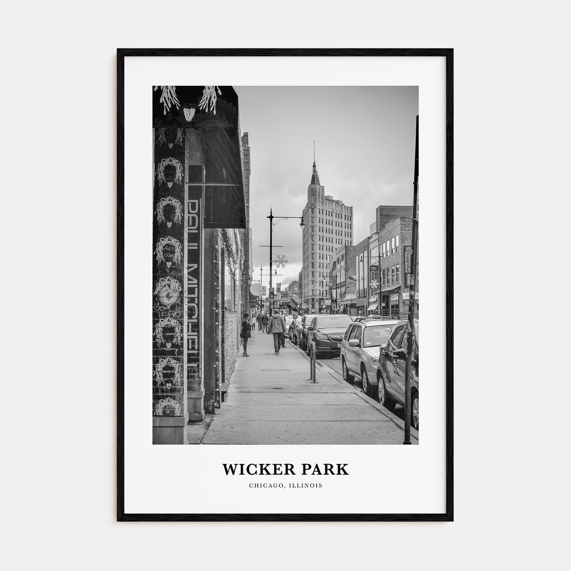 Wicker Park Portrait B&W Poster