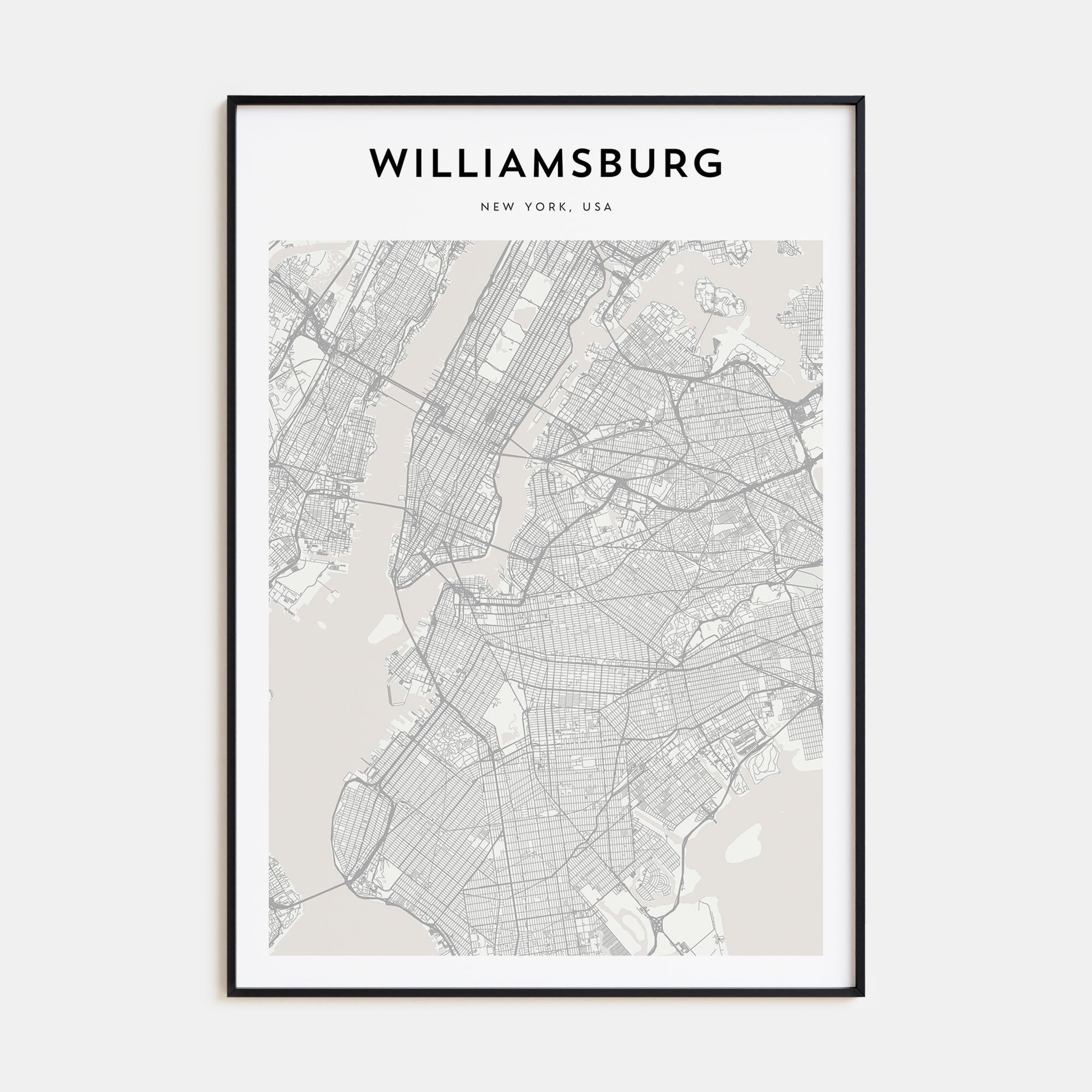 Williamsburg, New York Map Portrait Poster