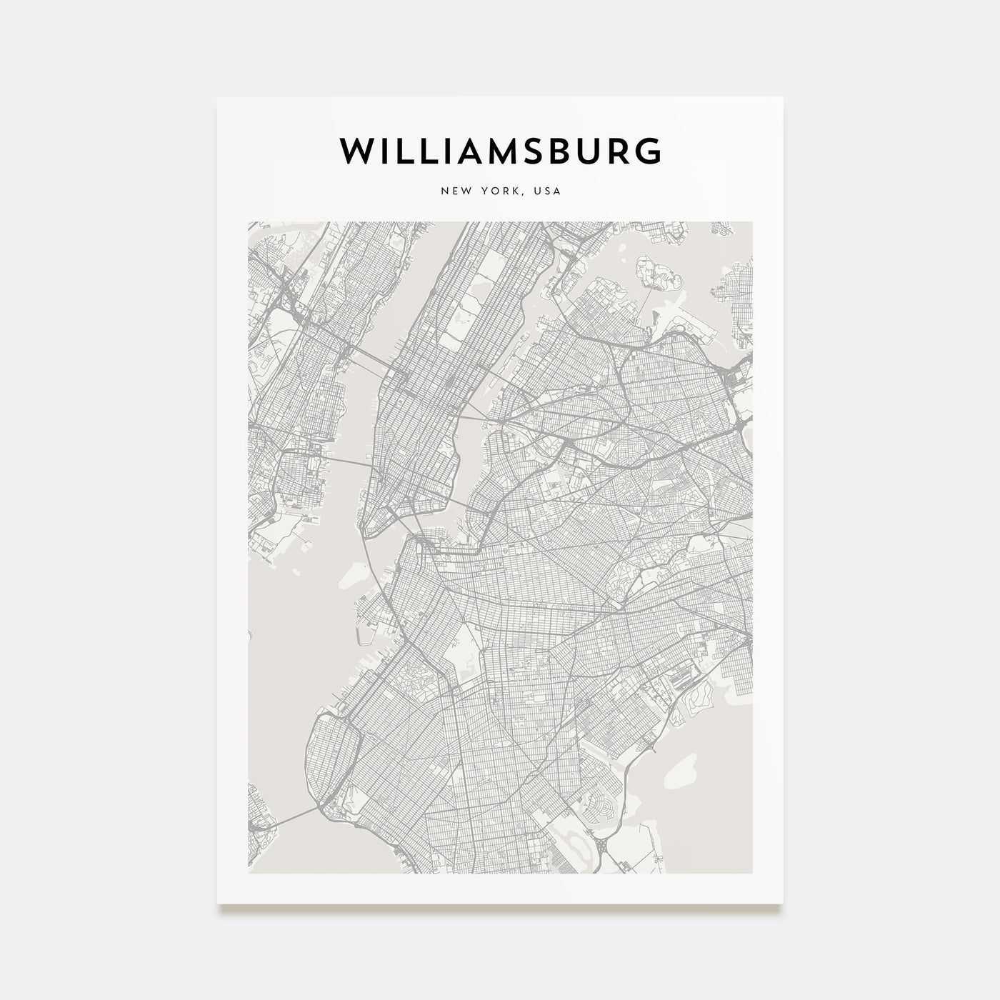 Williamsburg, New York Map Portrait Poster