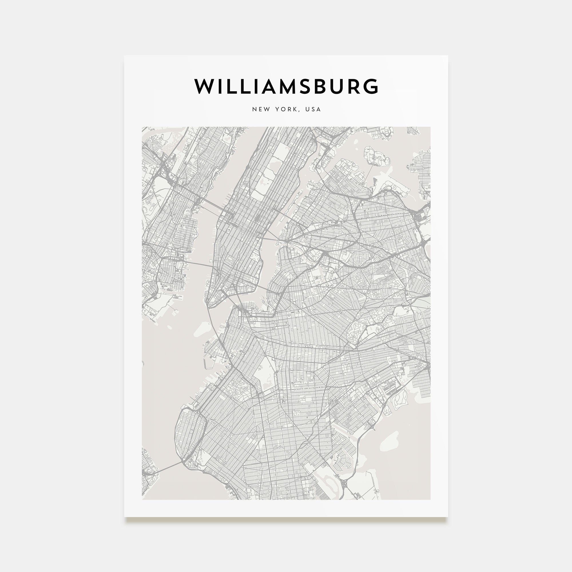 Williamsburg, New York Map Portrait Poster