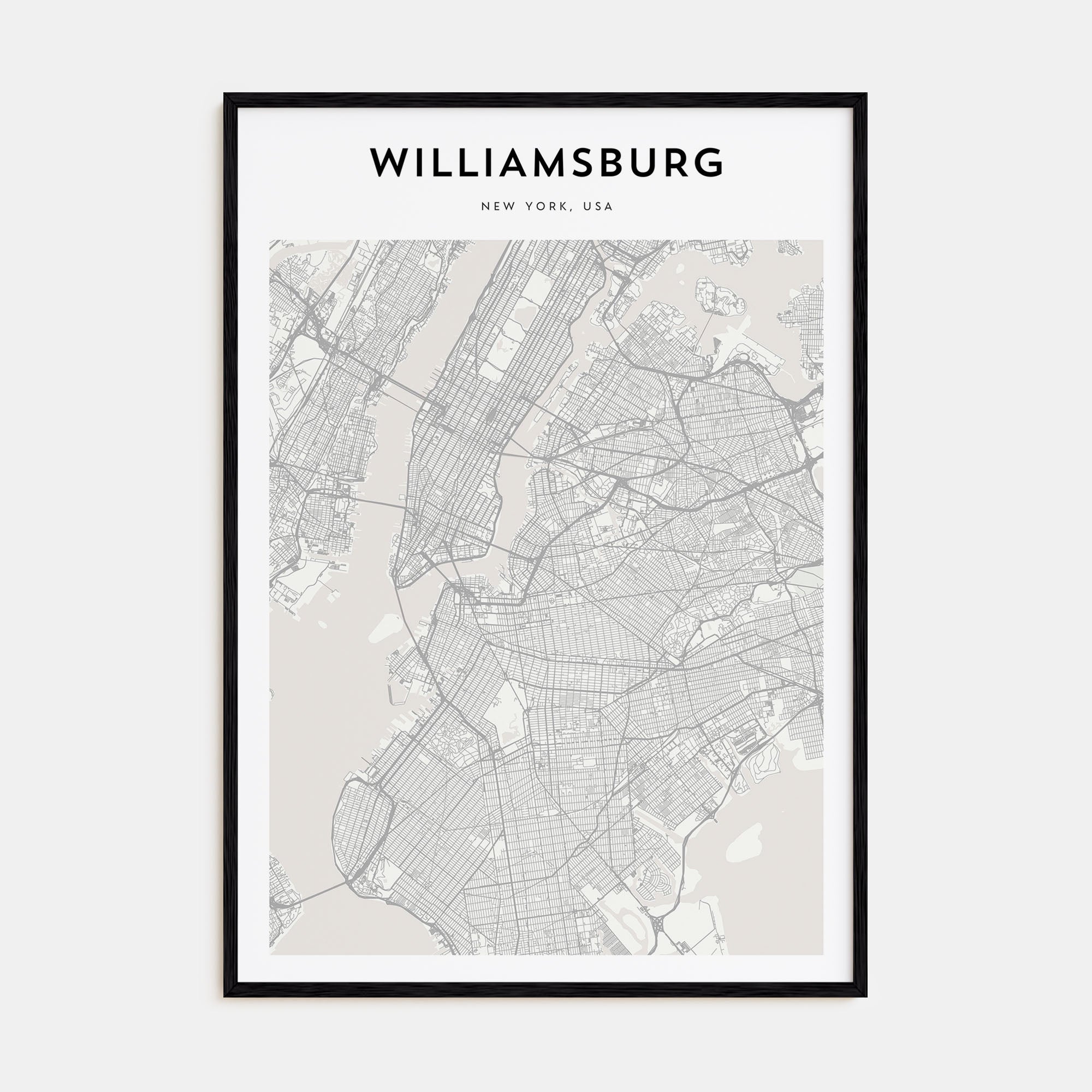 Williamsburg, New York Map Portrait Poster