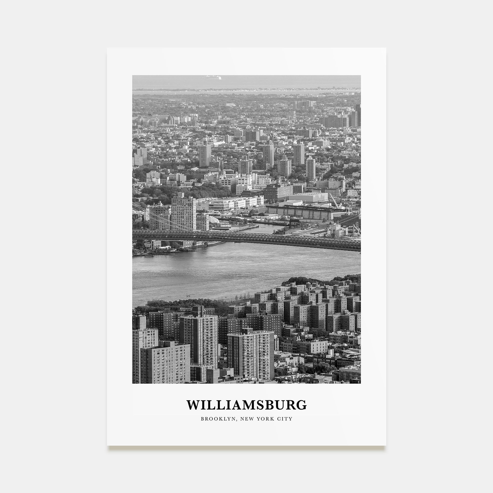 Williamsburg, New York Portrait B&W No 1 Poster
