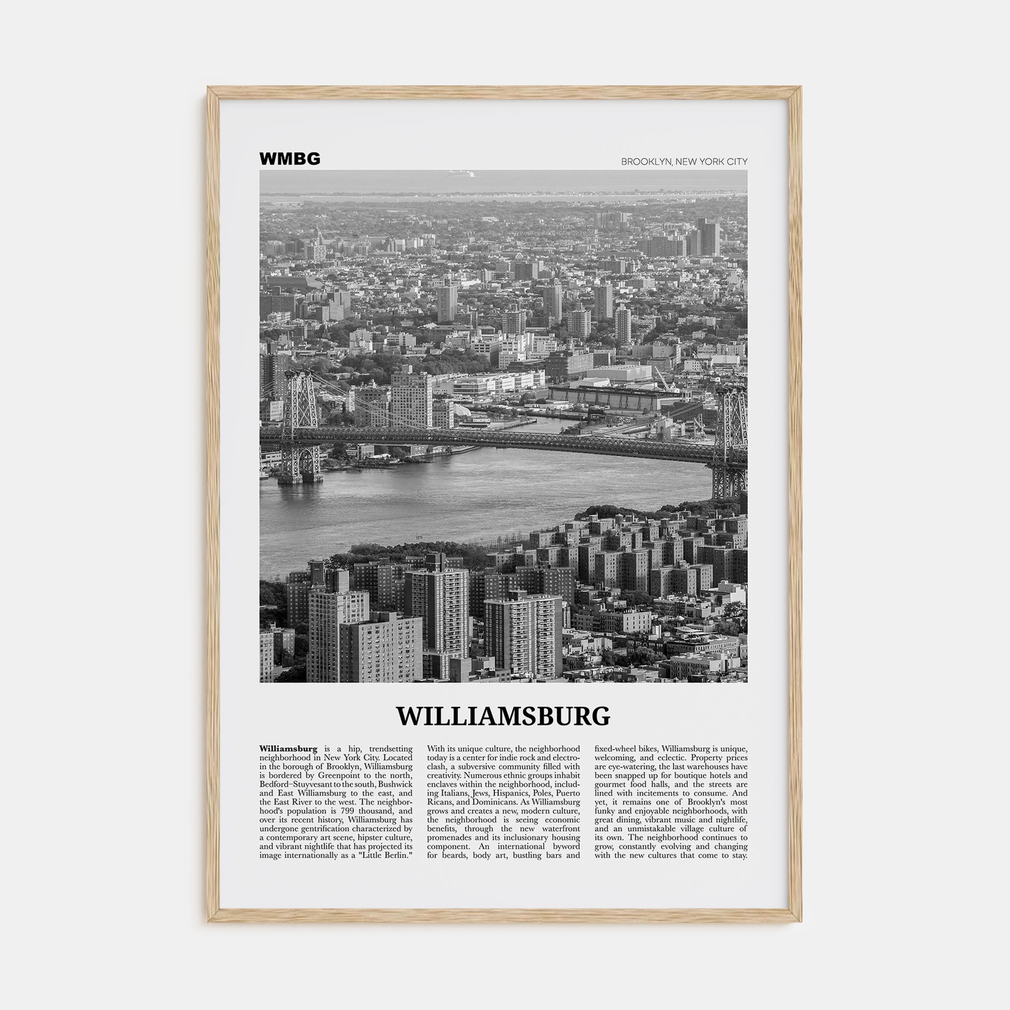 Williamsburg, New York Travel B&W No 1 Poster