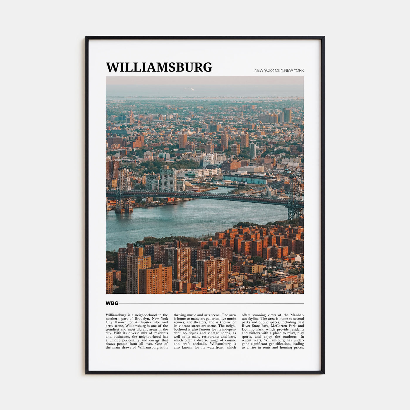 Williamsburg, New York Travel Color Poster