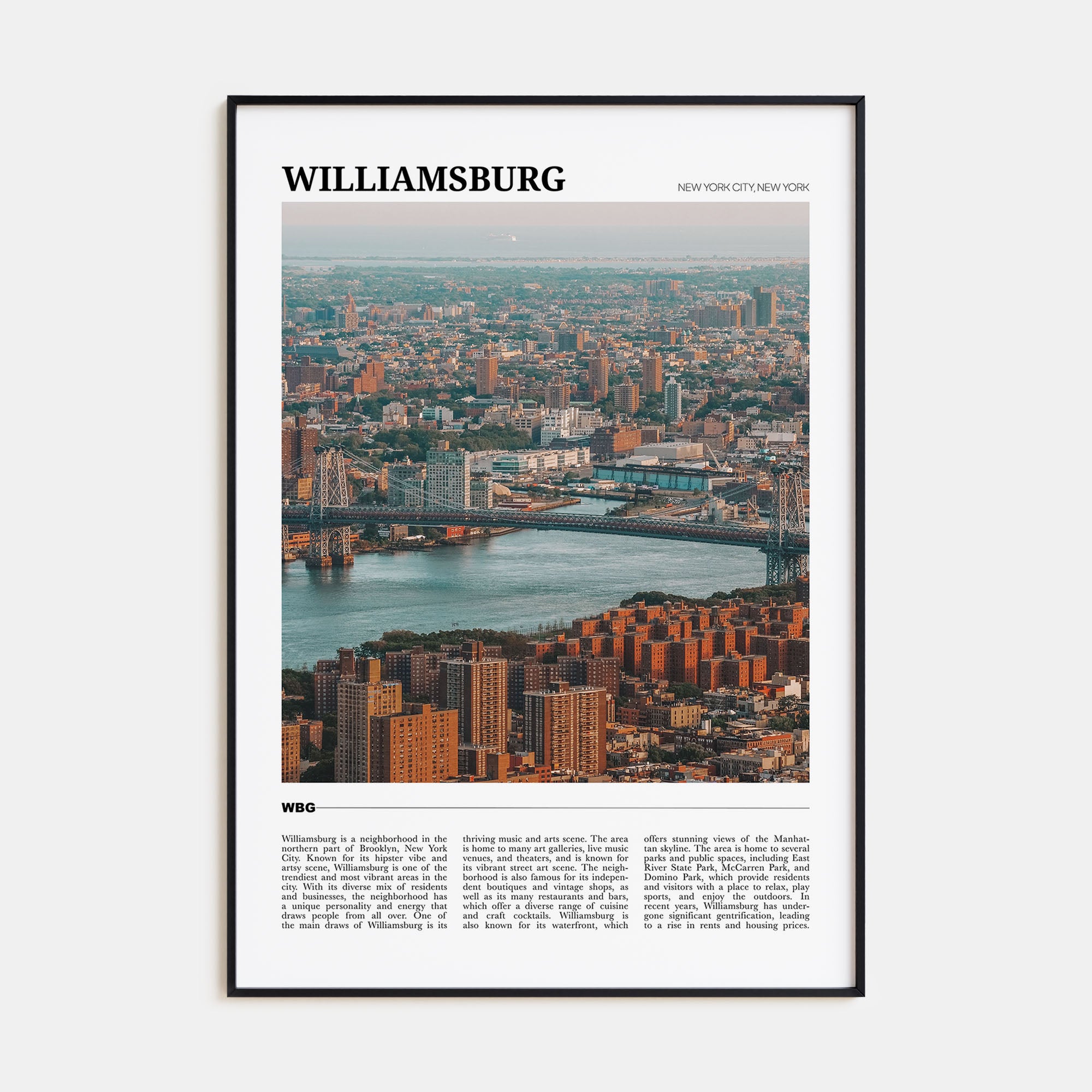 Williamsburg, New York Travel Color Poster