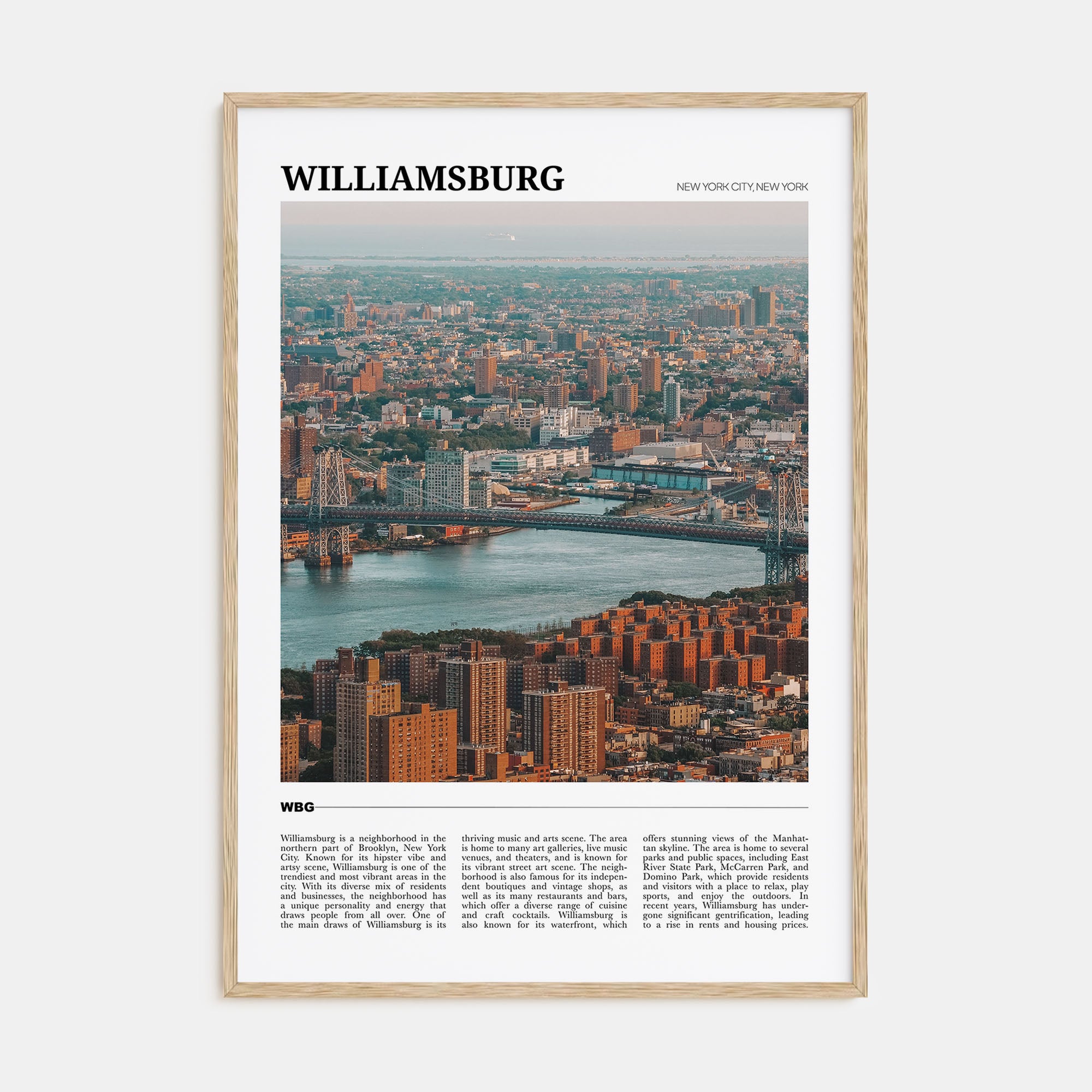 Williamsburg, New York Travel Color Poster