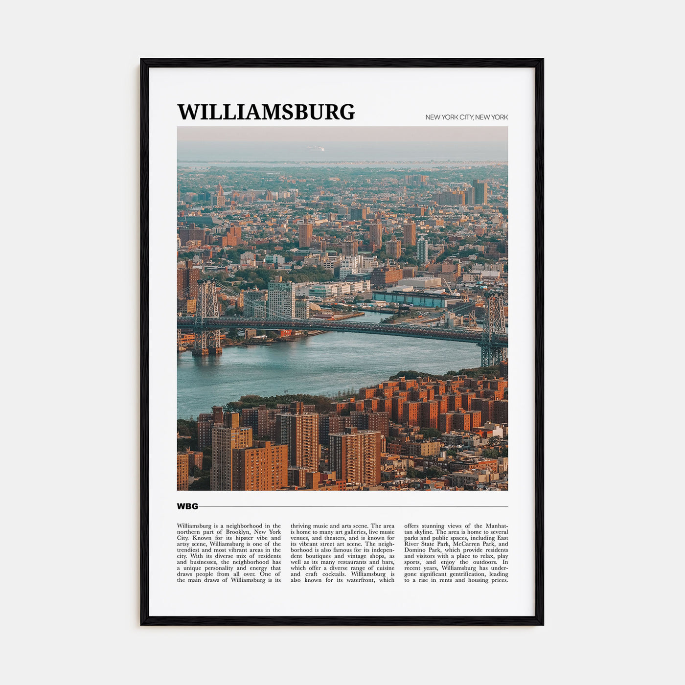 Williamsburg, New York Travel Color Poster
