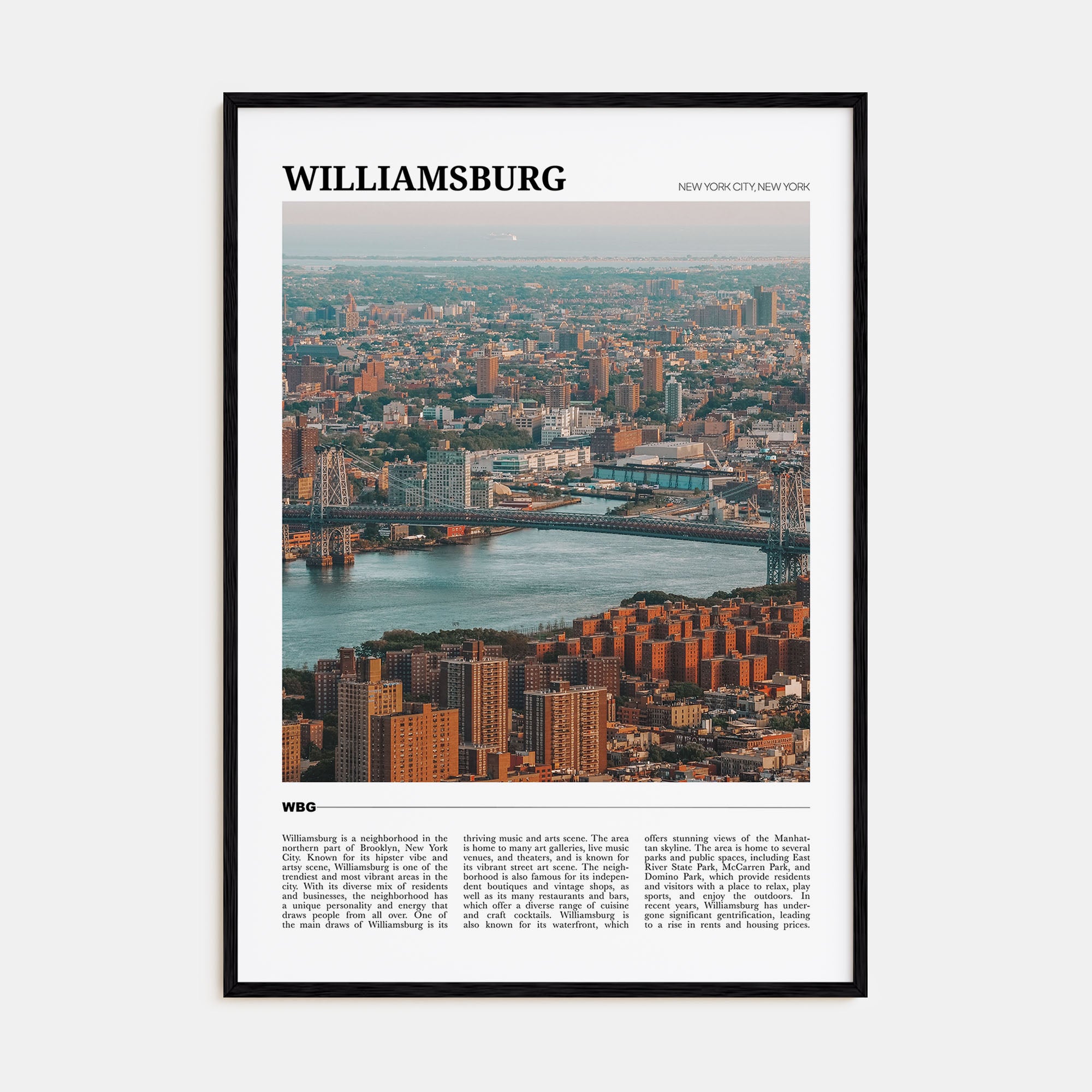 Williamsburg, New York Travel Color Poster