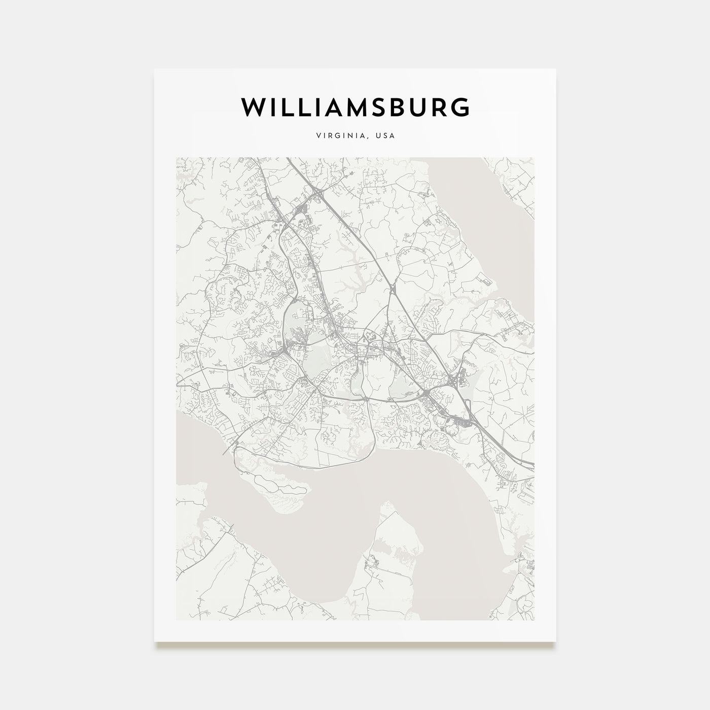 Williamsburg, Virginia Map Portrait Poster