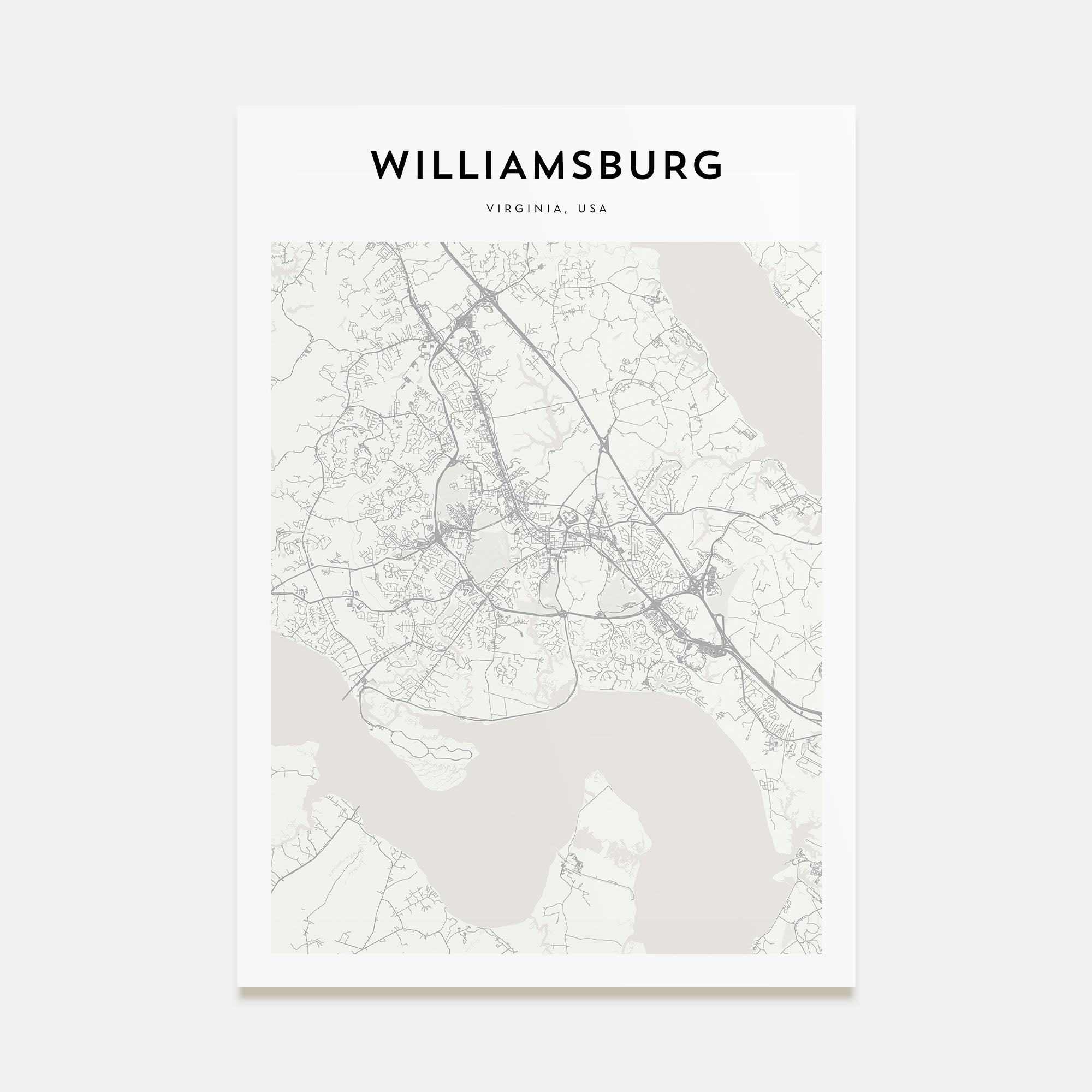 Williamsburg, Virginia Map Portrait Poster
