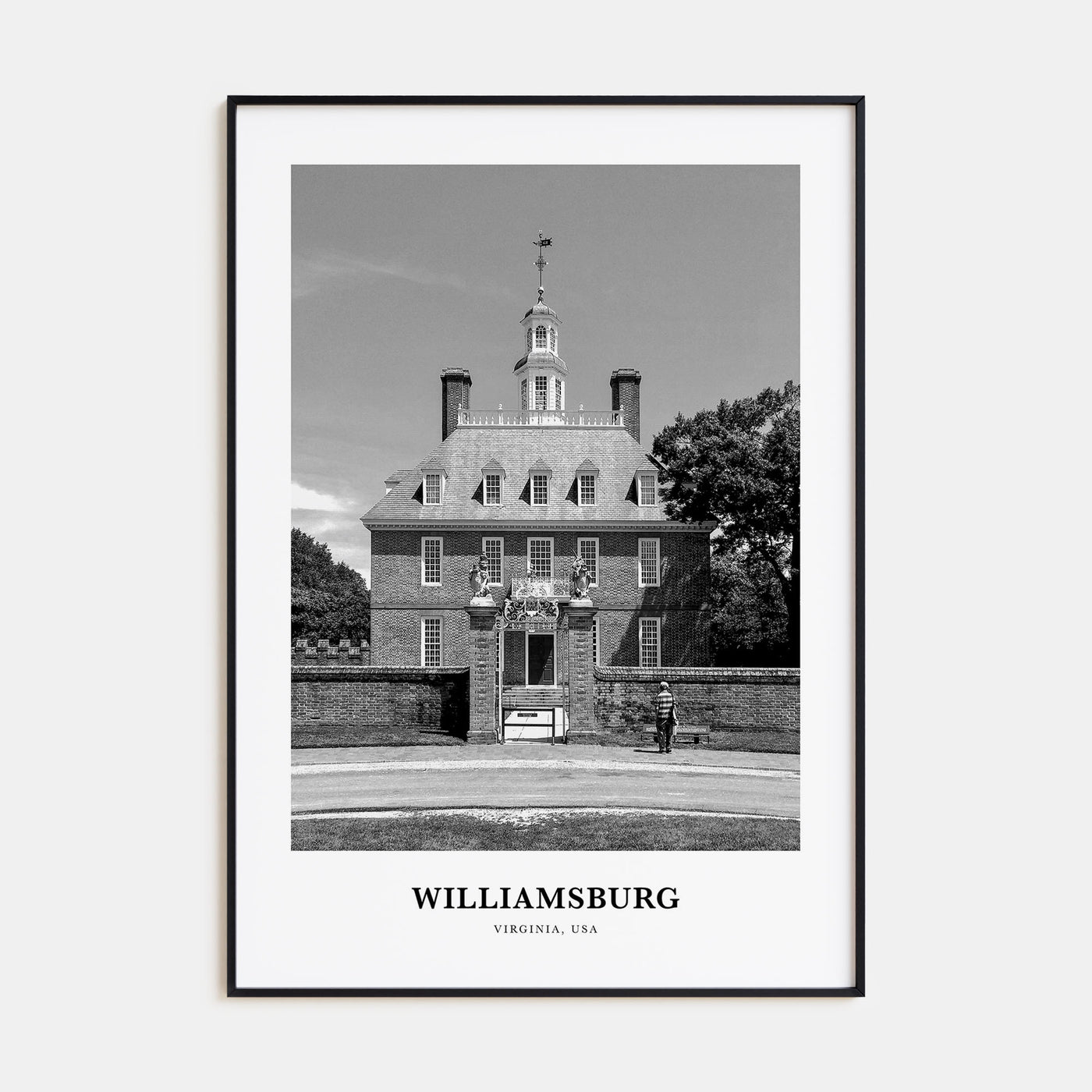 Williamsburg, Virginia Portrait B&W Poster