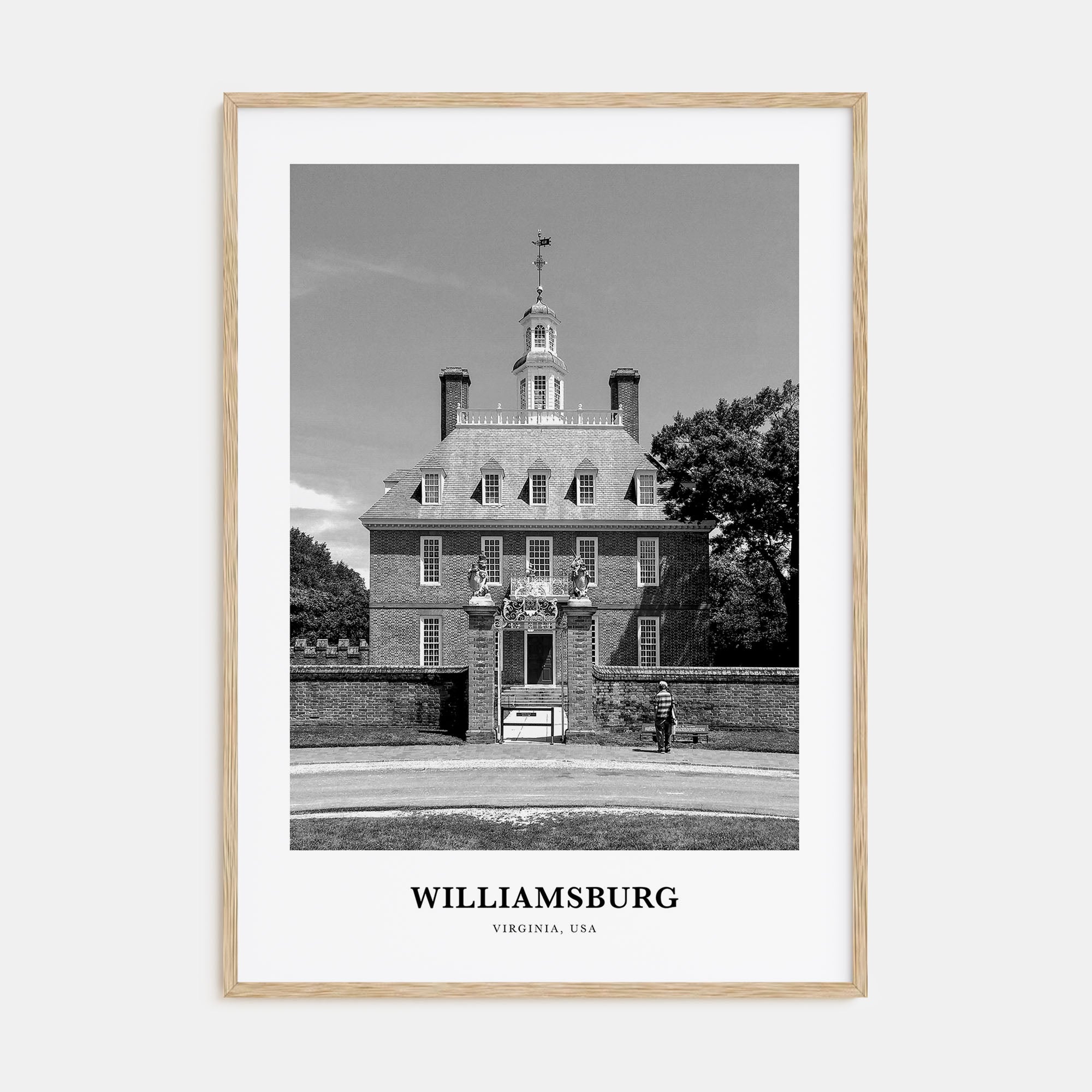 Williamsburg, Virginia Portrait B&W Poster