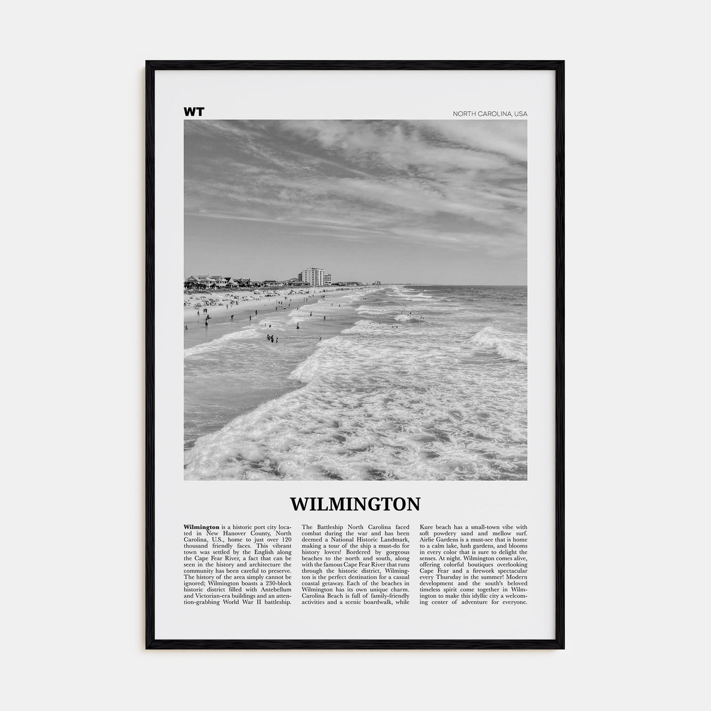 Wilmington, North Carolina Travel B&W No 1 Poster