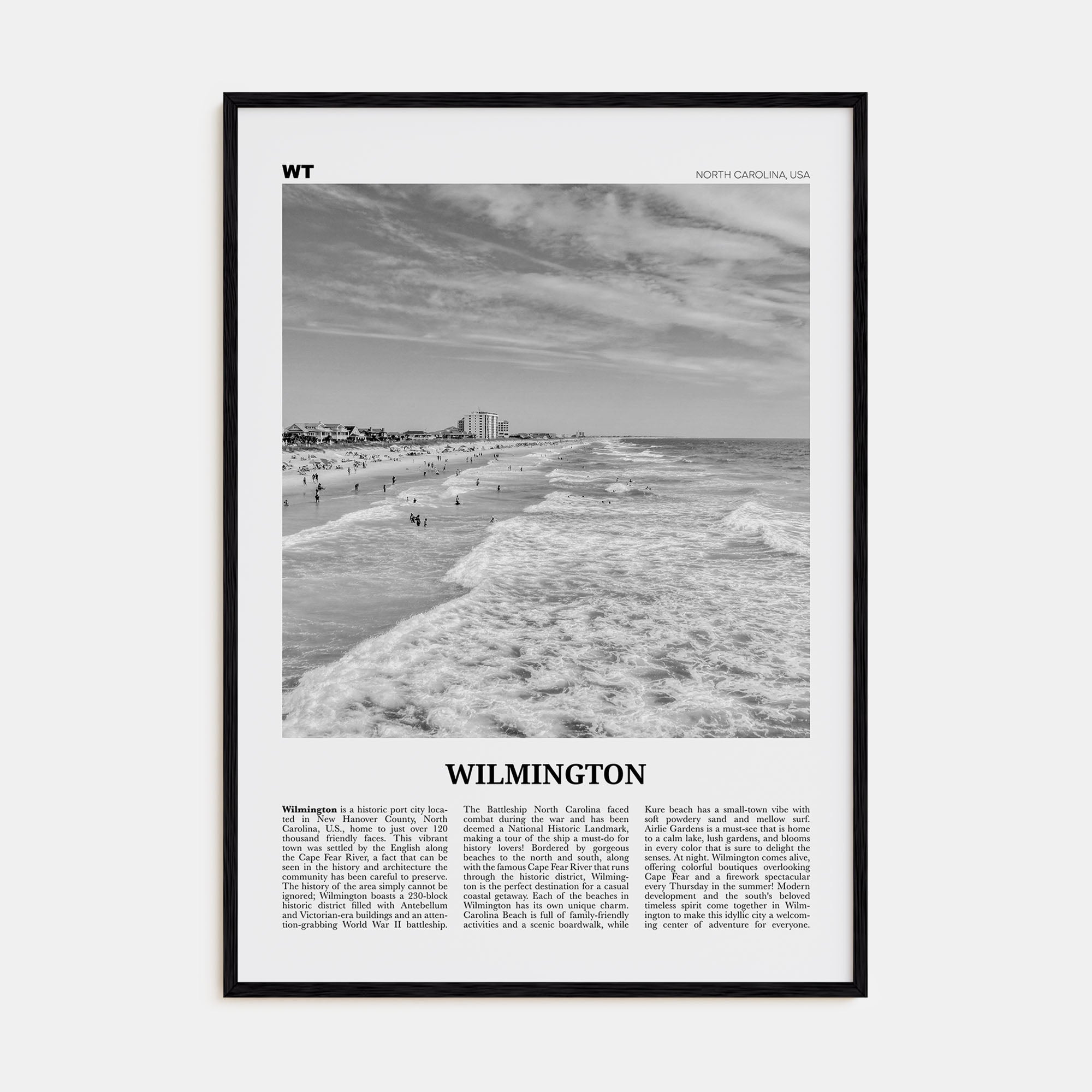 Wilmington, North Carolina Travel B&W No 1 Poster