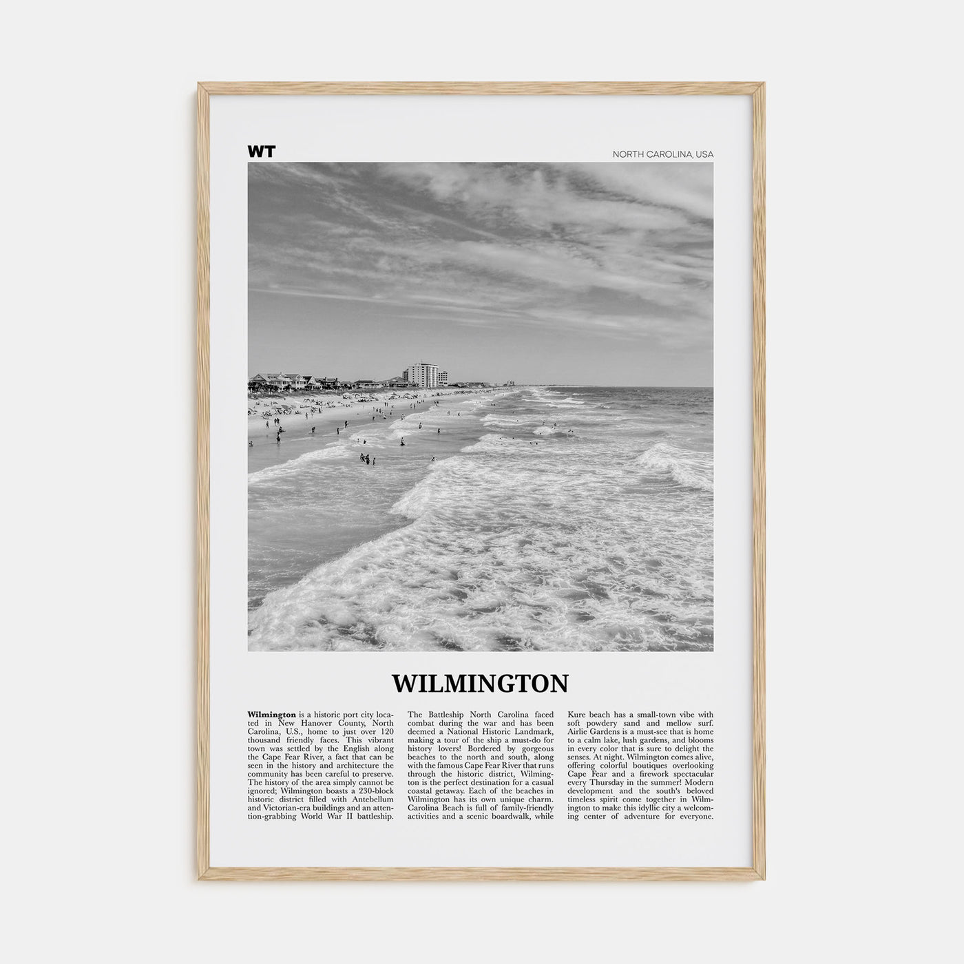 Wilmington, North Carolina Travel B&W No 1 Poster
