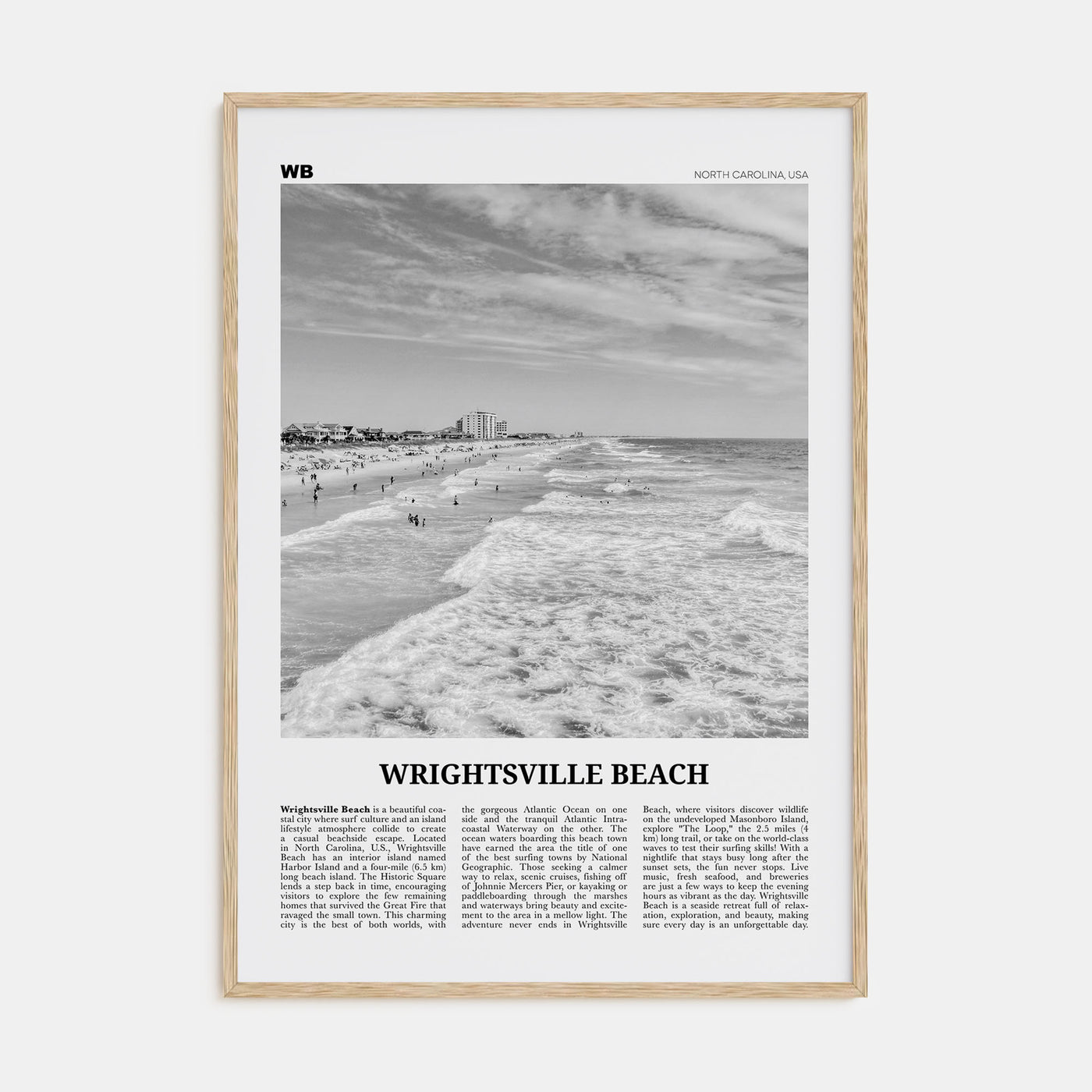 Wrightsville Beach Travel B&W No 1 Poster