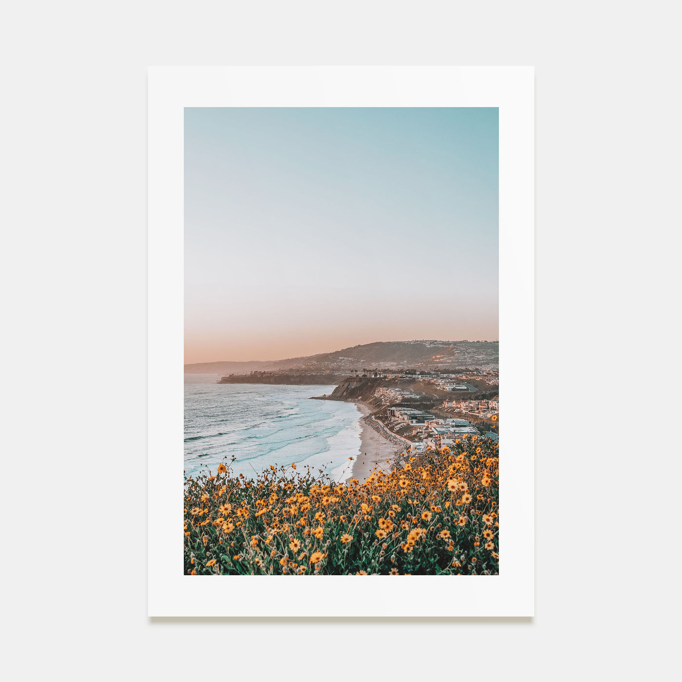 Yellow Flowers Ocean Photo Color Poster