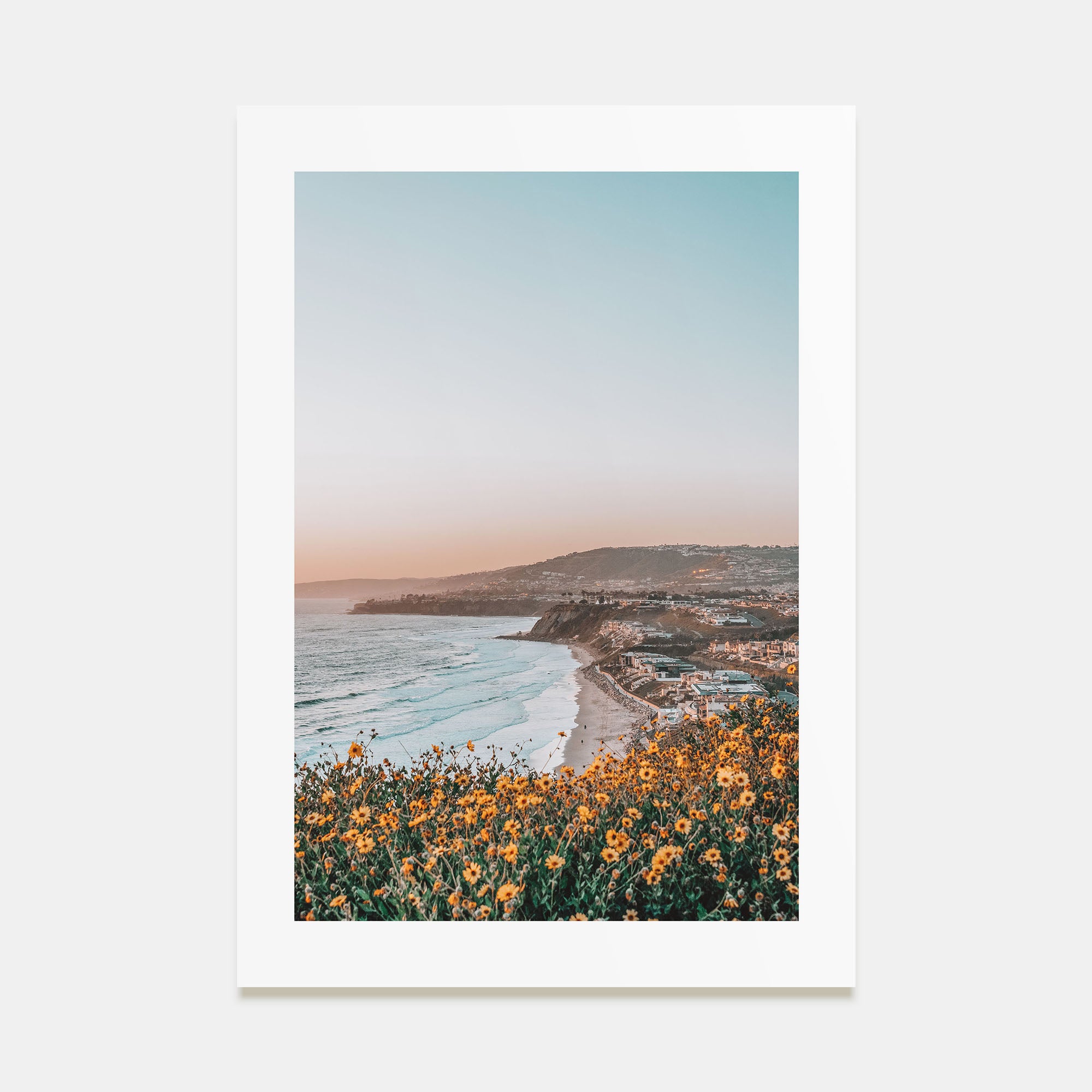 Yellow Flowers Ocean Photo Color Poster