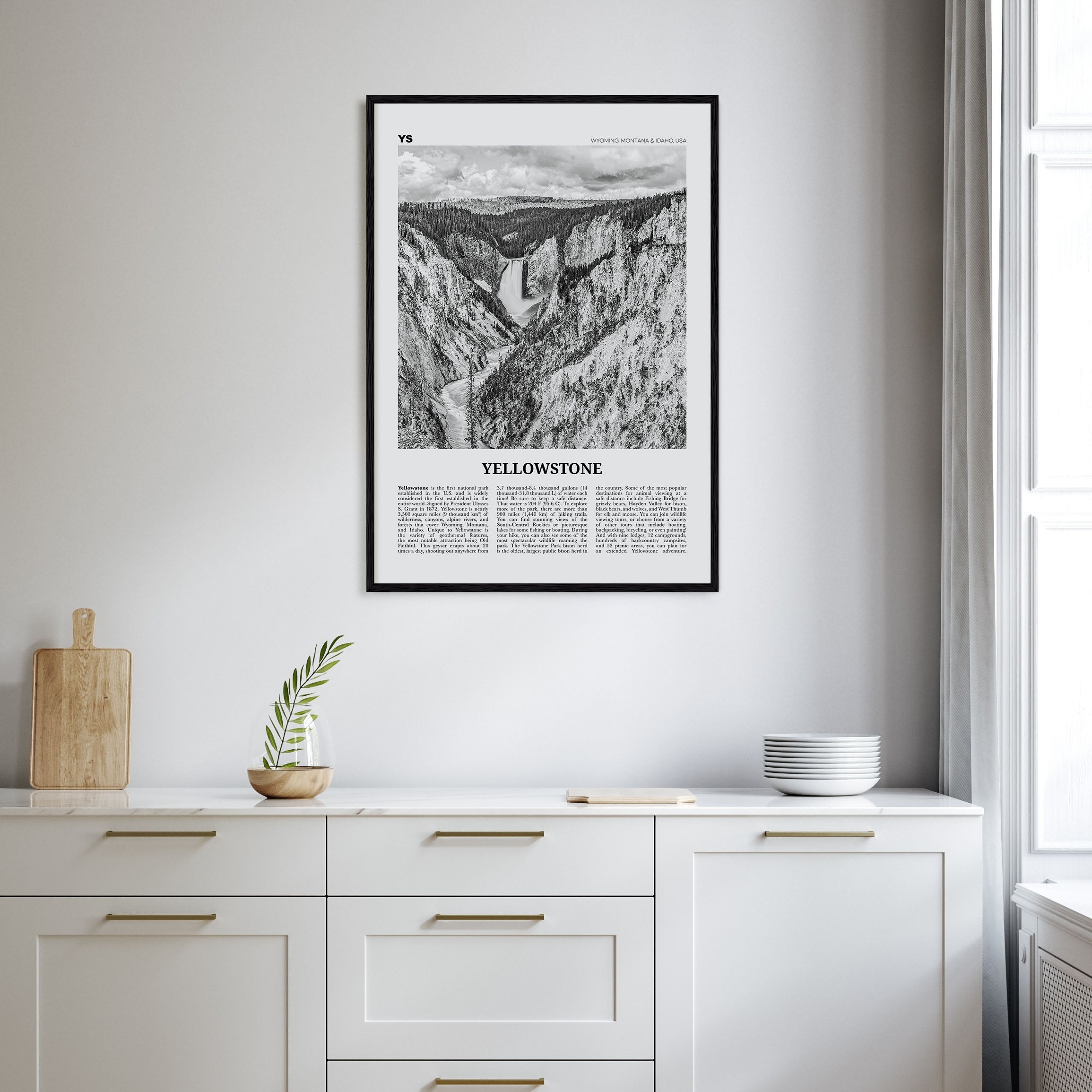 Yellowstone National Park Travel B&W Poster