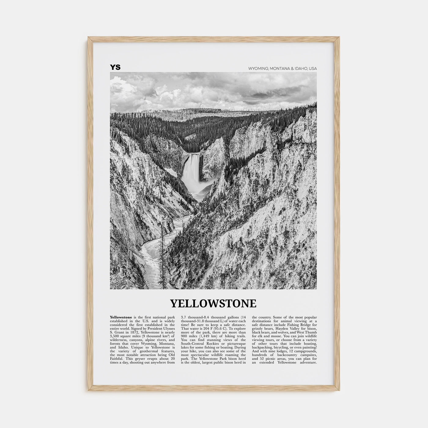 Yellowstone National Park Travel B&W Poster