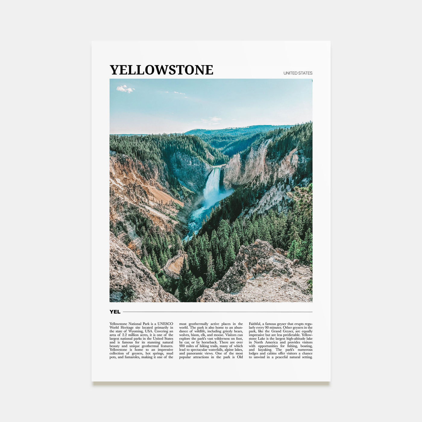 Yellowstone National Park Travel Color No 1 Poster