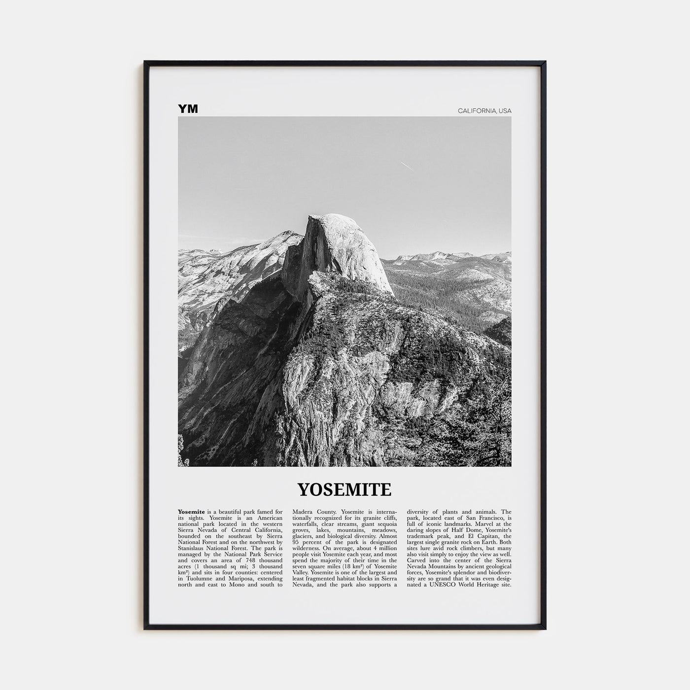 Yosemite National Park Travel B&W No 2 Poster