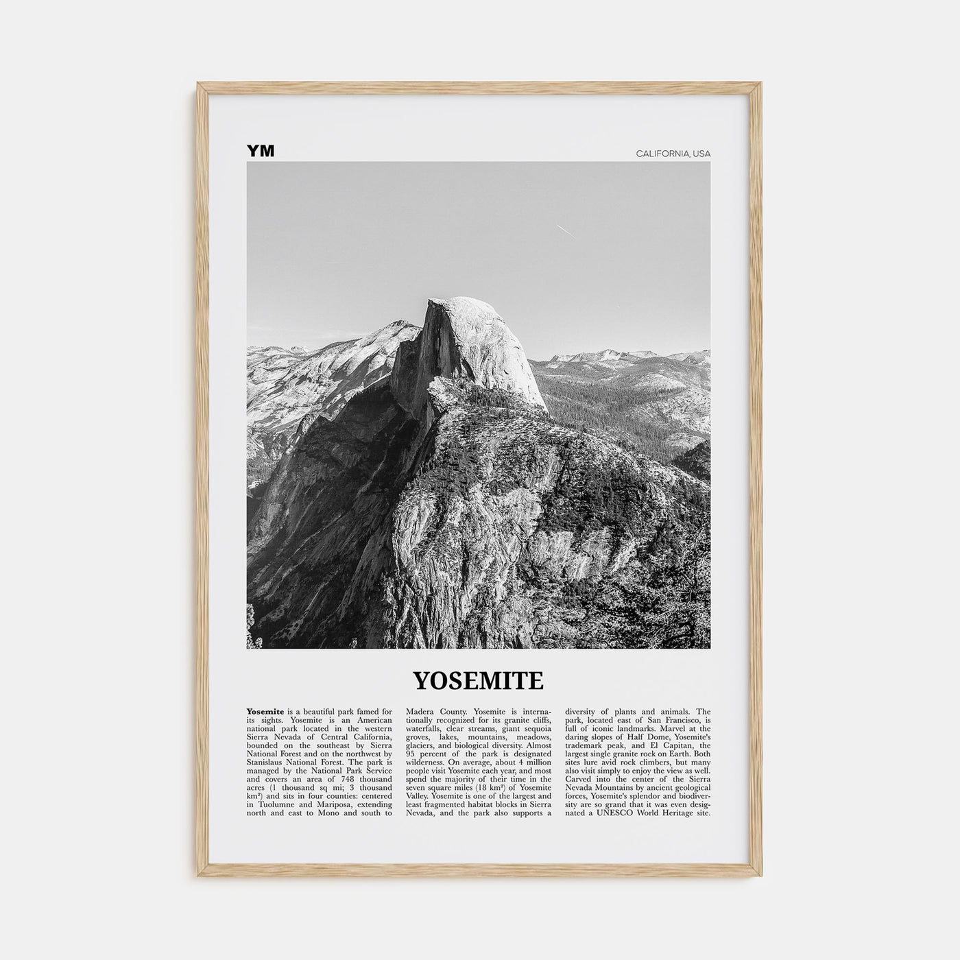 Yosemite National Park Travel B&W No 2 Poster