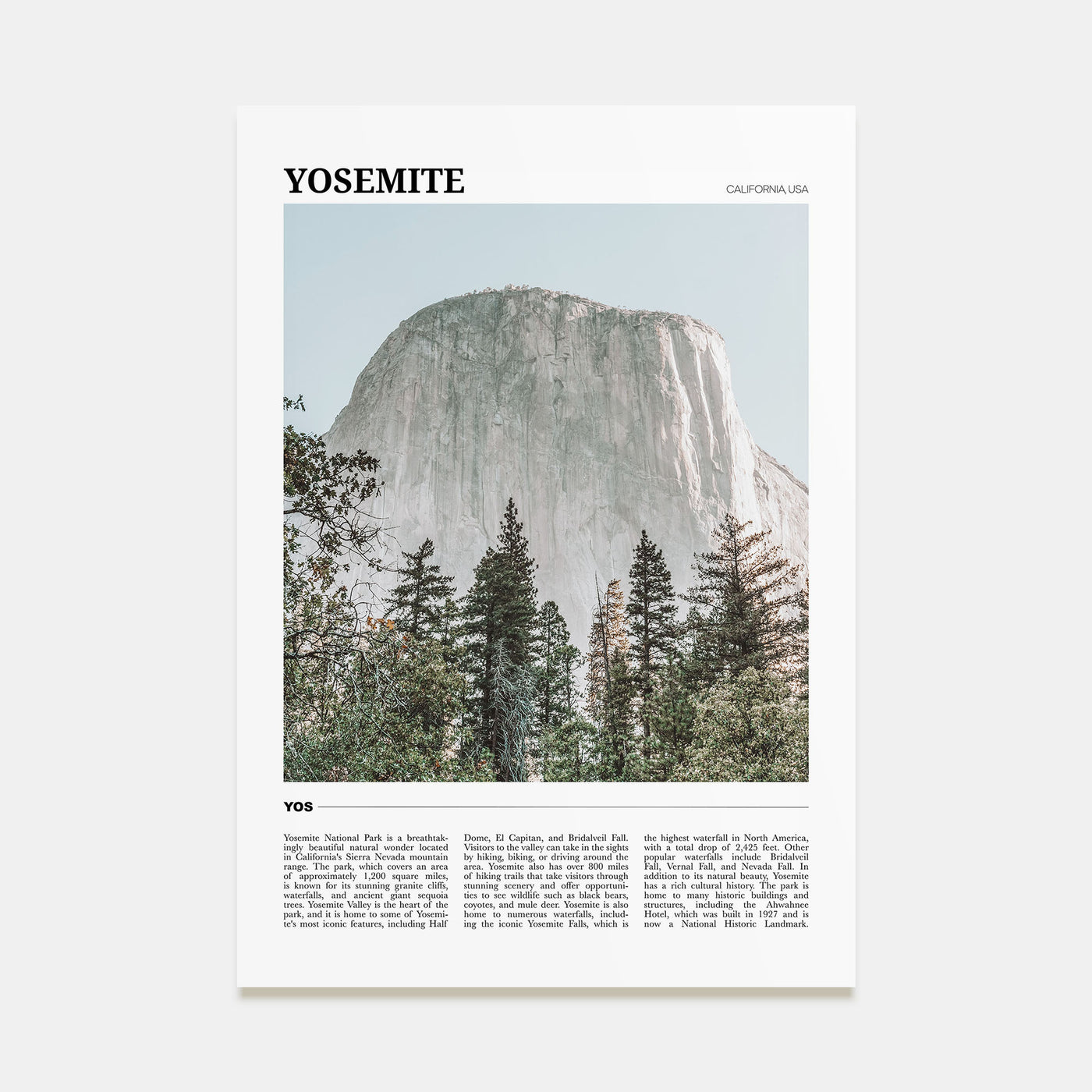 Yosemite National Park Travel Color Poster