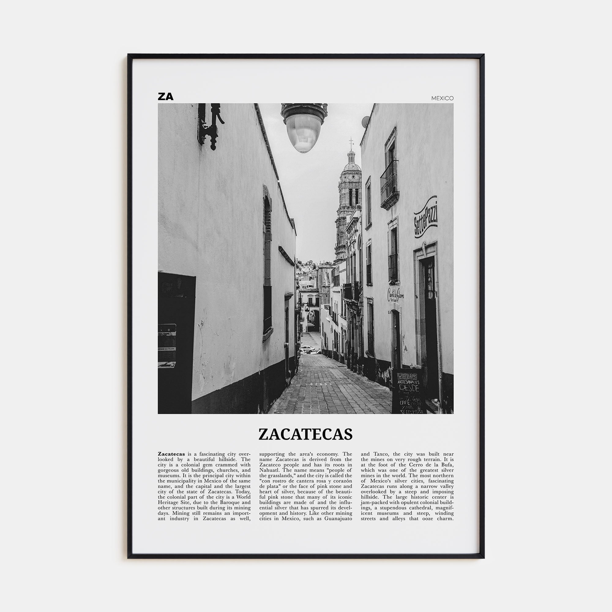 Zacatecas Travel B&W No 1 Poster