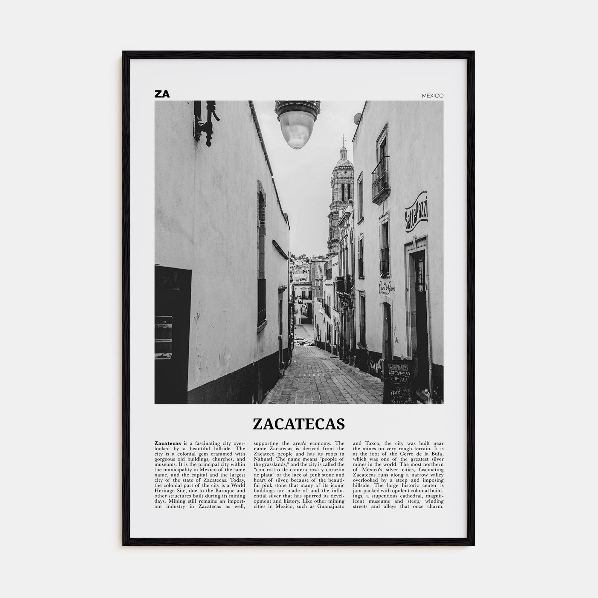 Zacatecas Travel B&W No 1 Poster