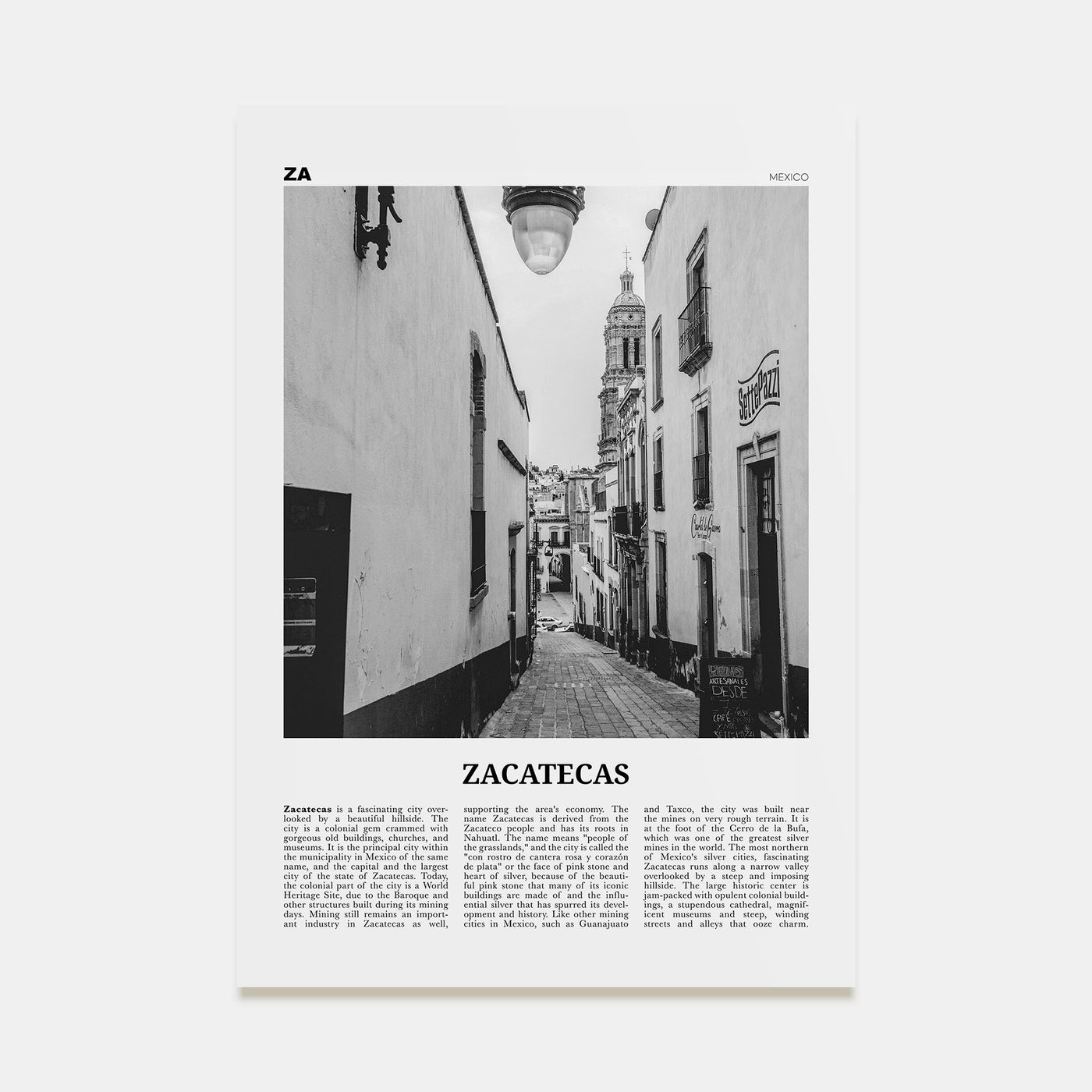 Zacatecas Travel B&W No 1 Poster