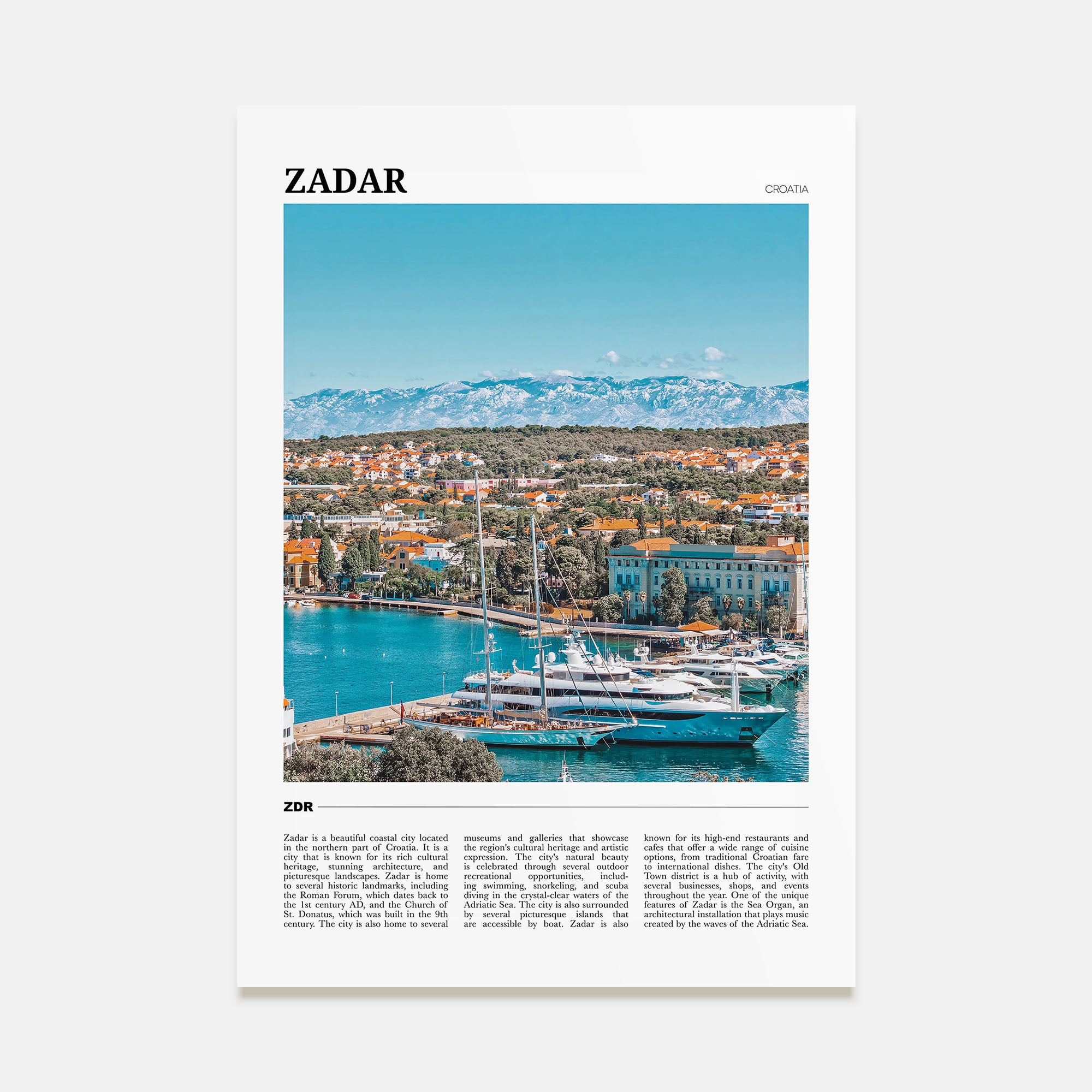 Zadar Travel Color Poster