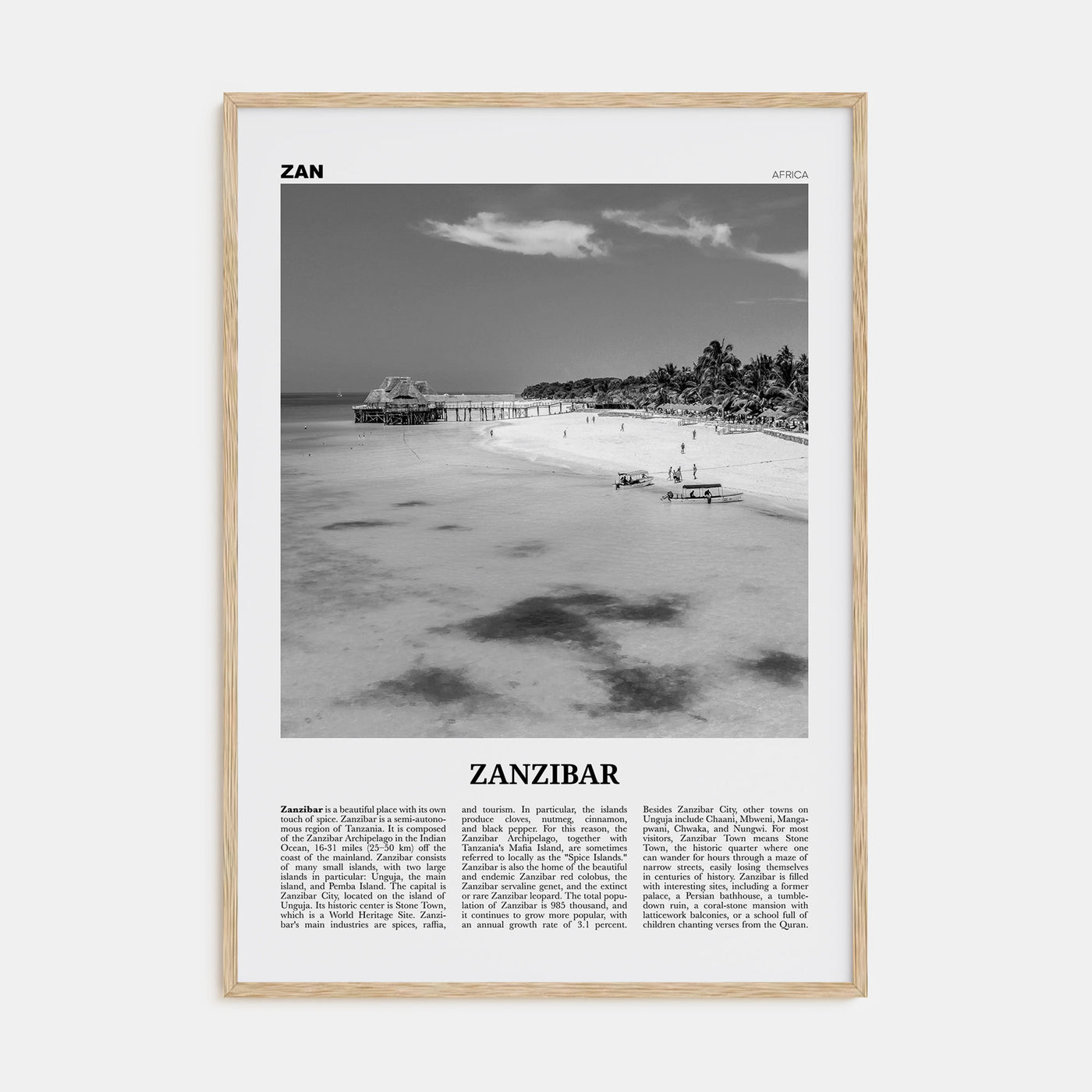 Zanzibar Travel B&W Poster