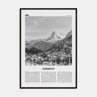 Zermatt Travel B&W Poster
